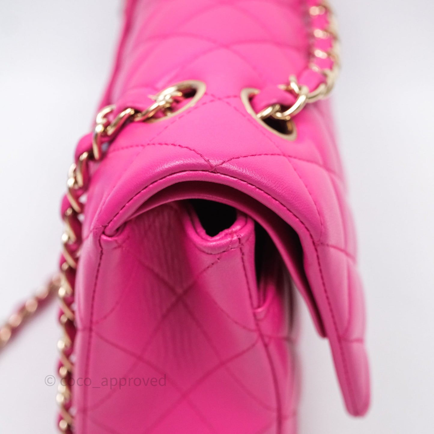 Chanel Classic M/L Medium Flap Quilted Hot Pink Lambskin Gold Hardware