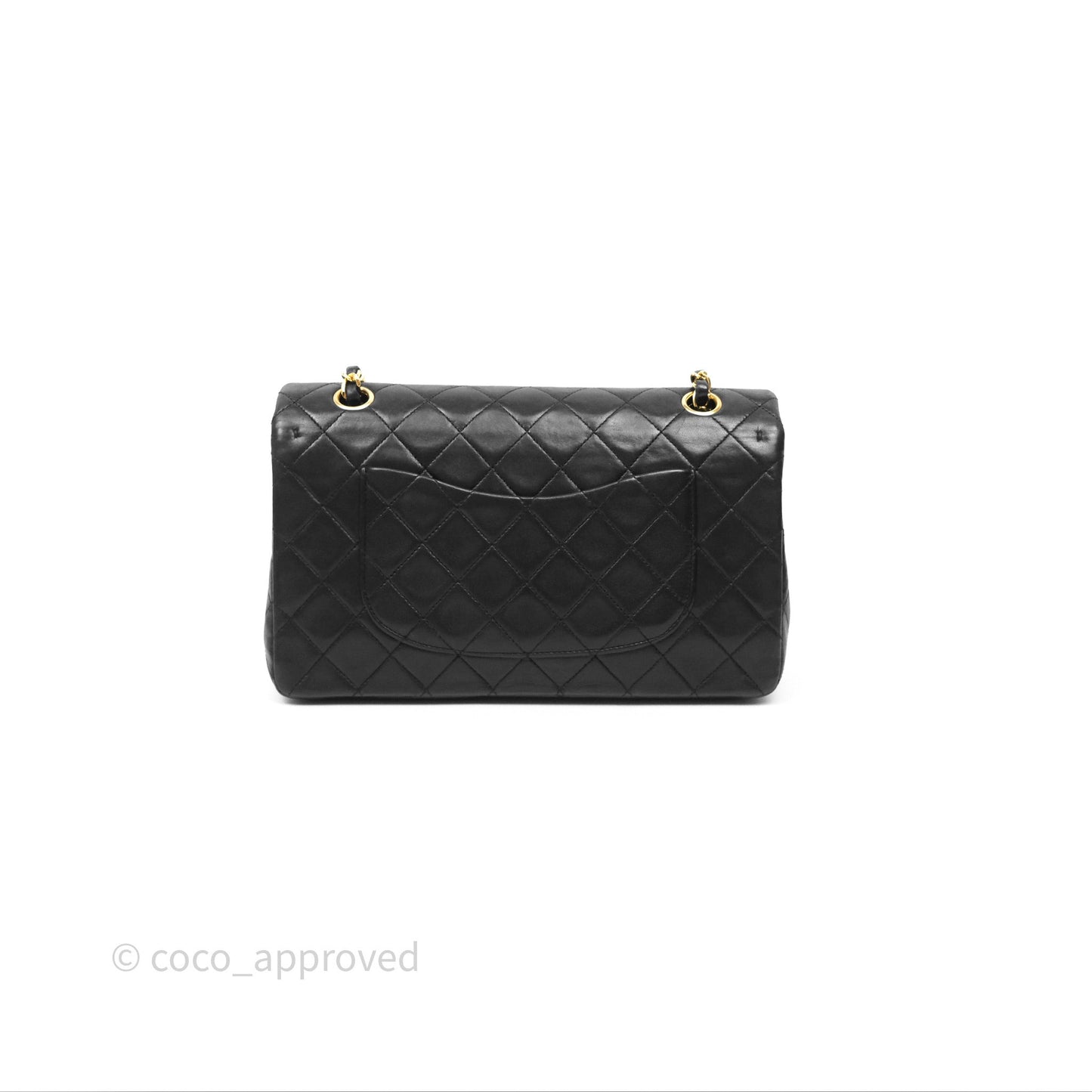 Chanel Vintage M/L Lambskin Medium Double Flap Bag Black 24K Gold Hardware