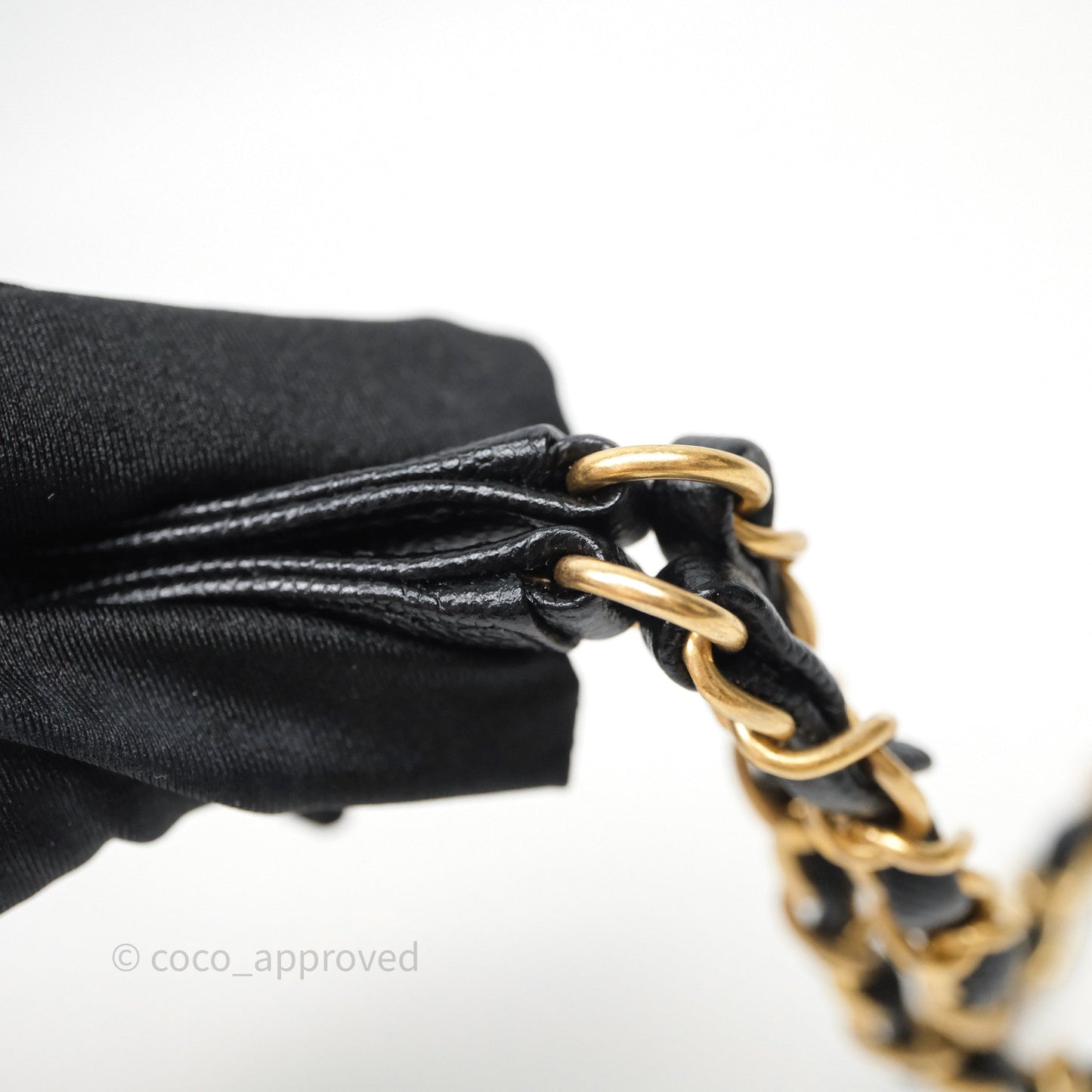 Chanel Medium Quilted Coco Handle Chevron Black Caviar Aged Gold Hardware Lizard Handle