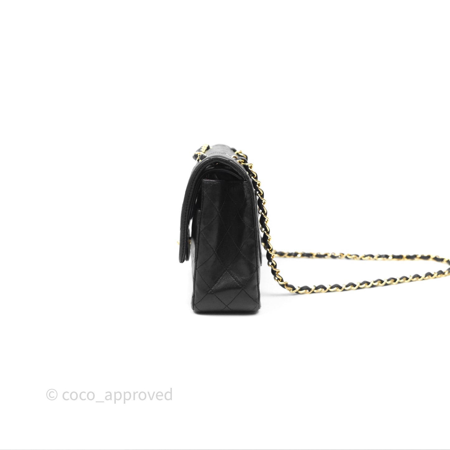 Chanel Vintage M/L Lambskin Medium Double Flap Bag Black 24K Gold Hardware
