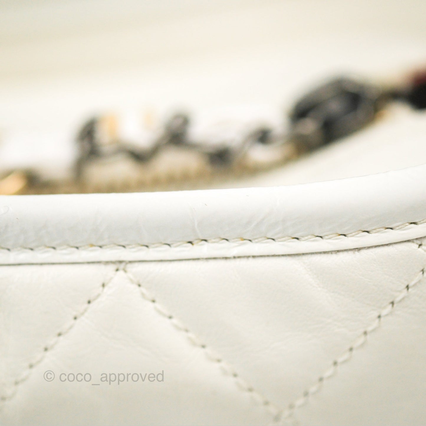 Chanel Quilted Small Gabrielle Hobo White Aged Calfskin Mixed Hardware