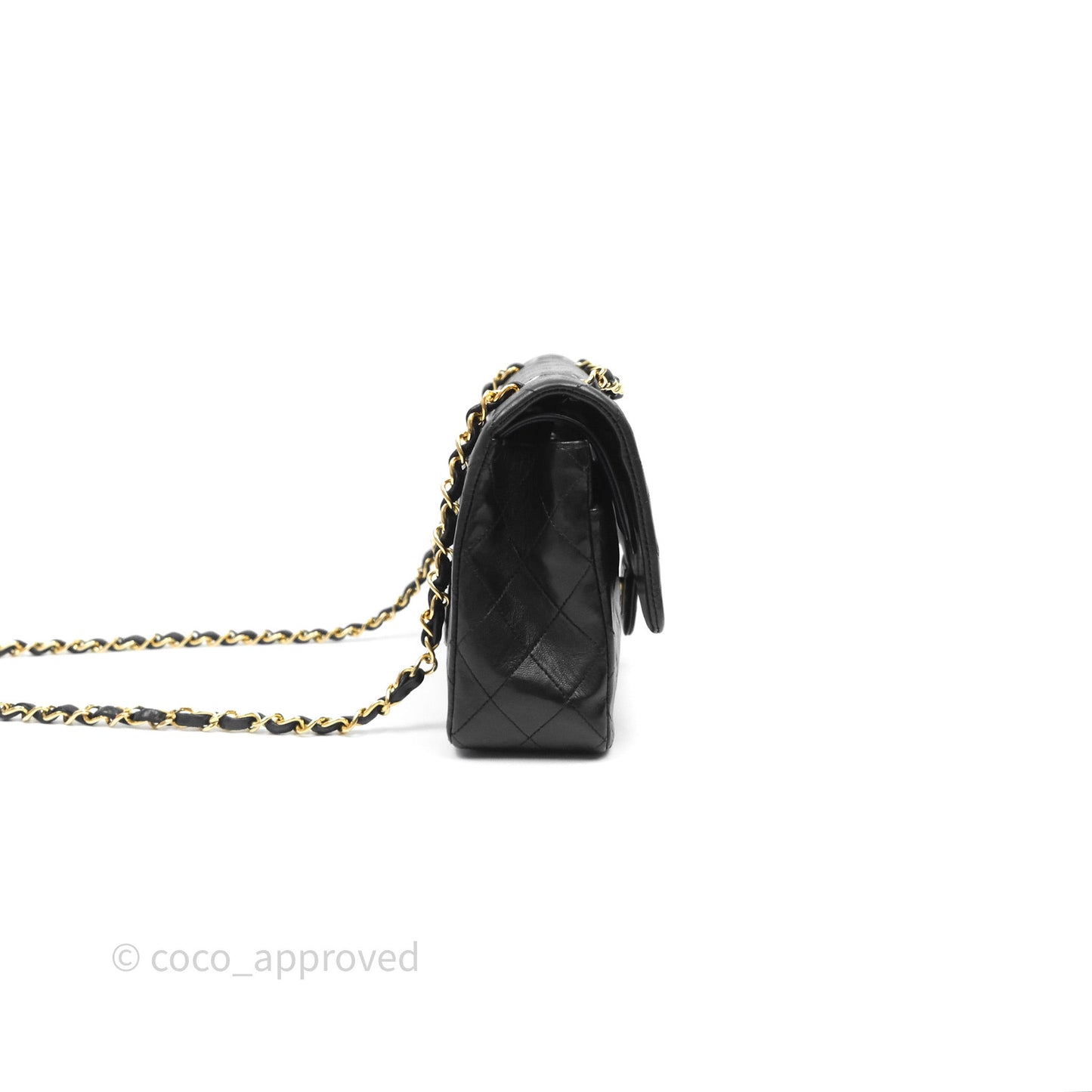 Chanel Vintage M/L Lambskin Medium Double Flap Bag Black 24K Gold Hardware