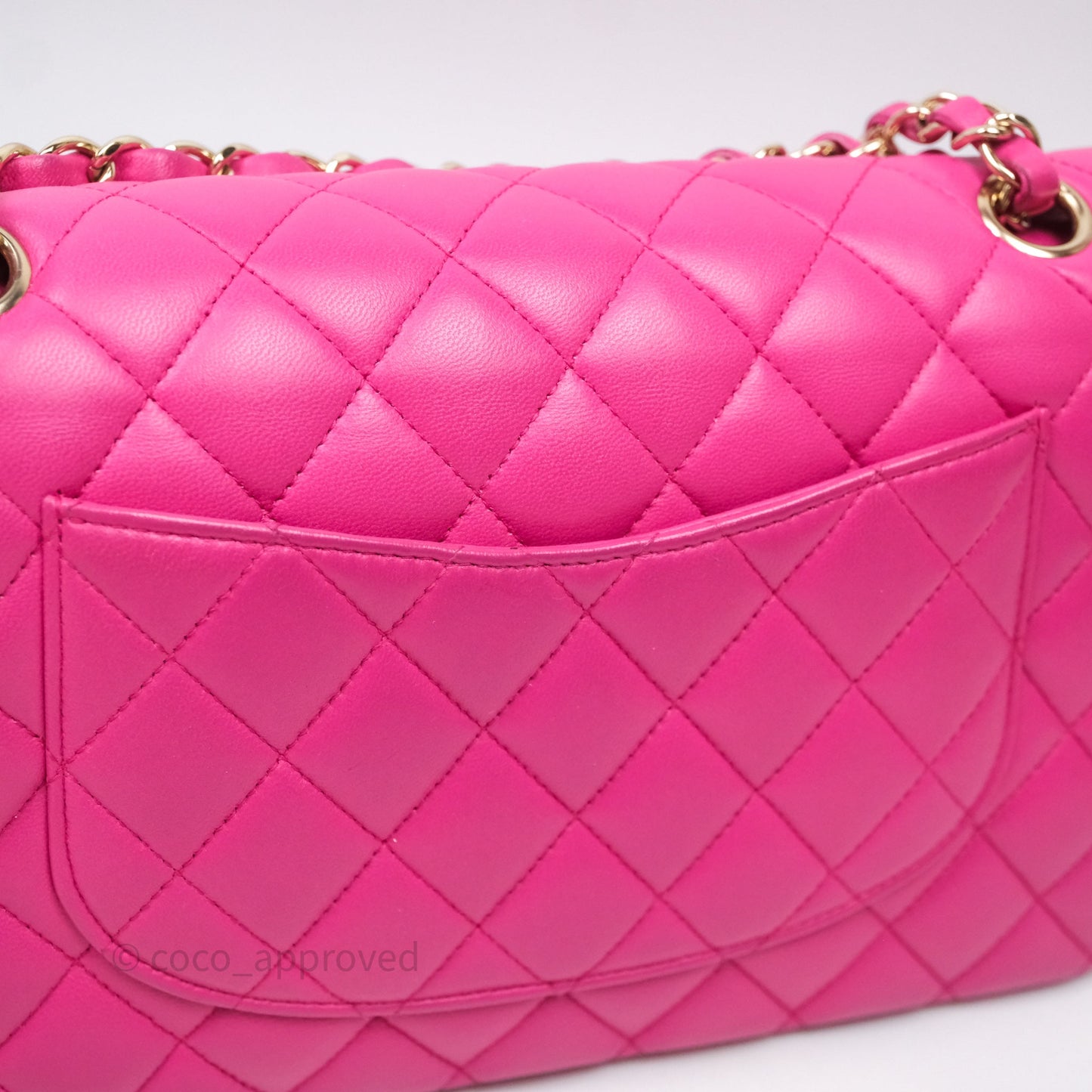Chanel Classic M/L Medium Flap Quilted Hot Pink Lambskin Gold Hardware