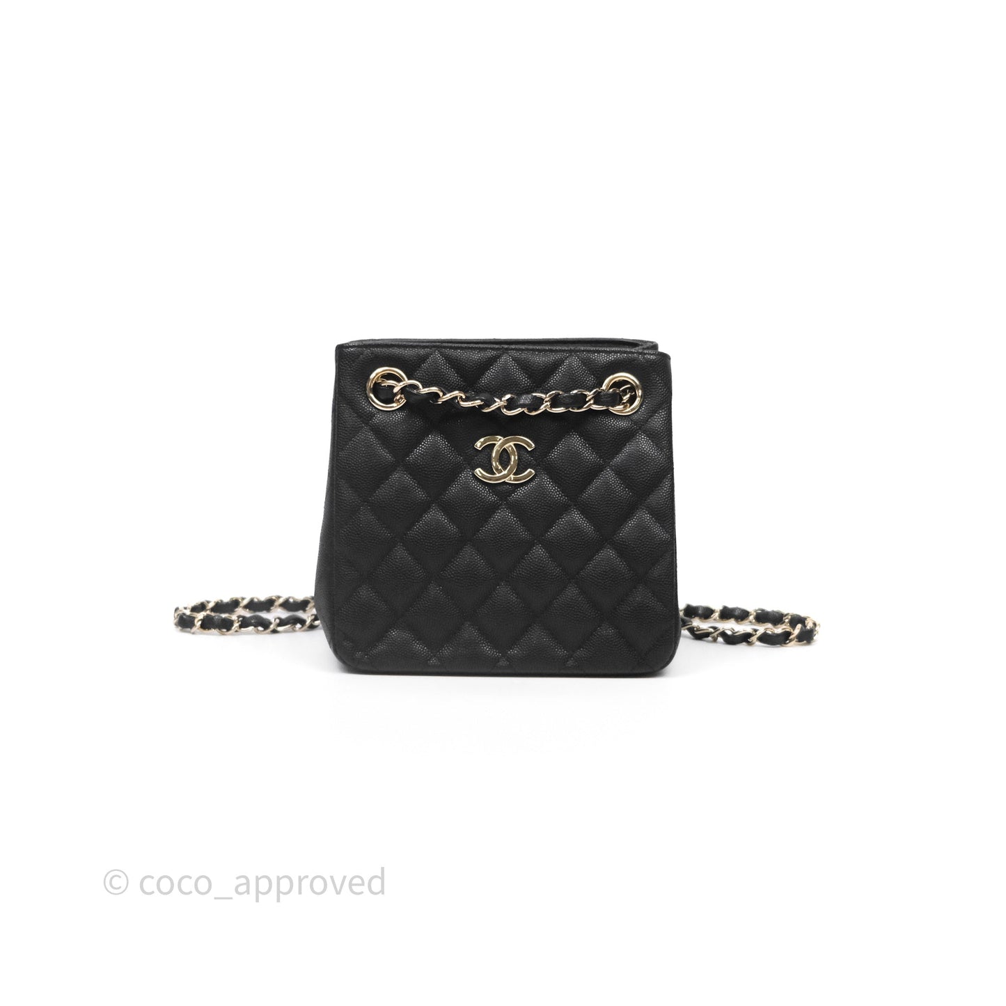 Chanel Mini Bucket Tote Black Caviar Gold Hardware 22S