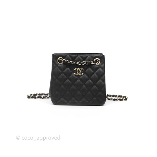 Chanel Mini Bucket Tote Black Caviar Gold Hardware 22S