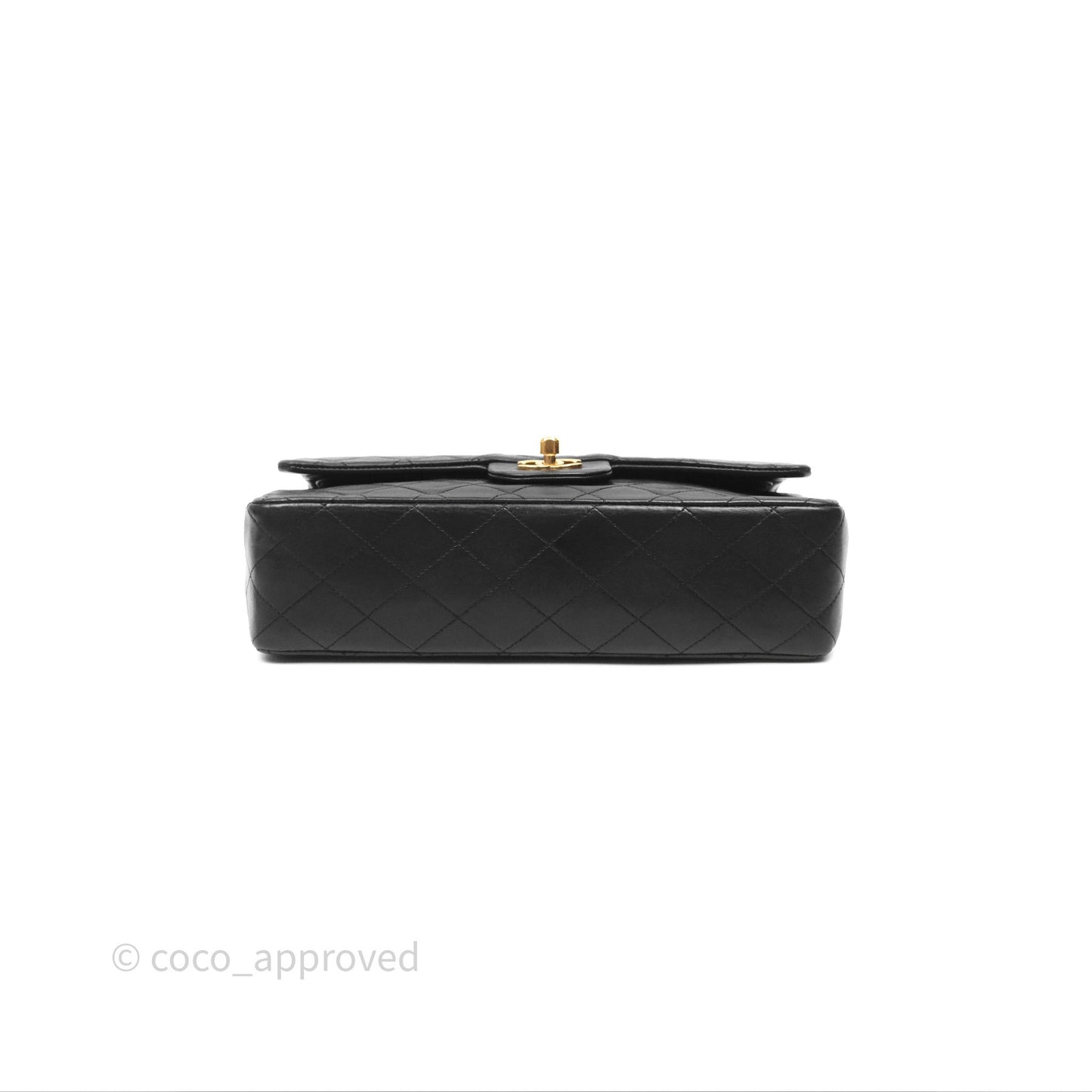 Chanel Vintage M/L Lambskin Medium Double Flap Bag Black 24K Gold Hardware