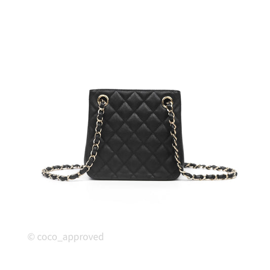 Chanel Mini Bucket Tote Black Caviar Gold Hardware 22S