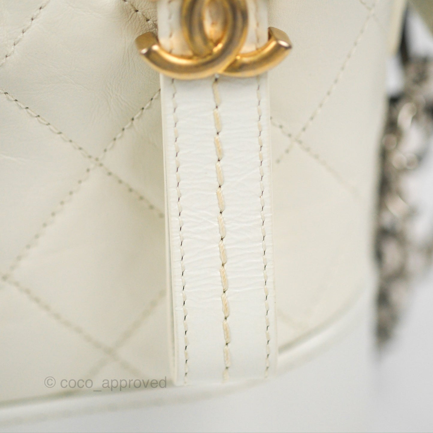 Chanel Quilted Small Gabrielle Hobo White Aged Calfskin Mixed Hardware