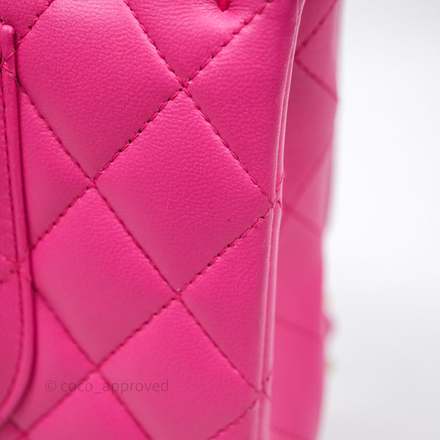 Chanel Classic M/L Medium Flap Quilted Hot Pink Lambskin Gold Hardware