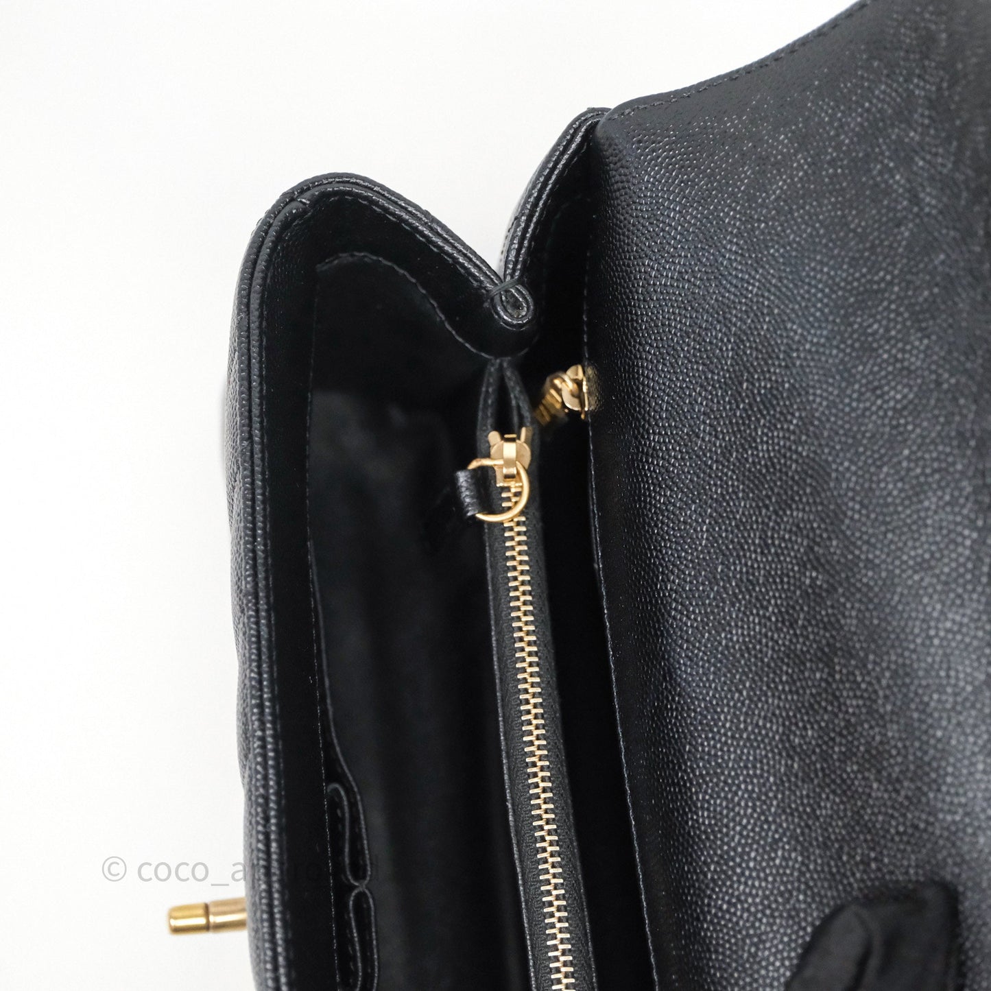 Chanel Medium Quilted Coco Handle Chevron Black Caviar Aged Gold Hardware Lizard Handle