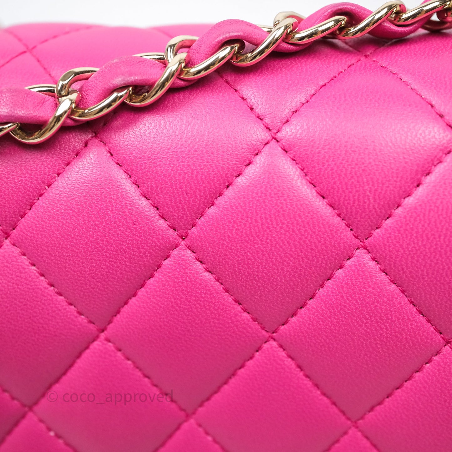 Chanel Classic M/L Medium Flap Quilted Hot Pink Lambskin Gold Hardware