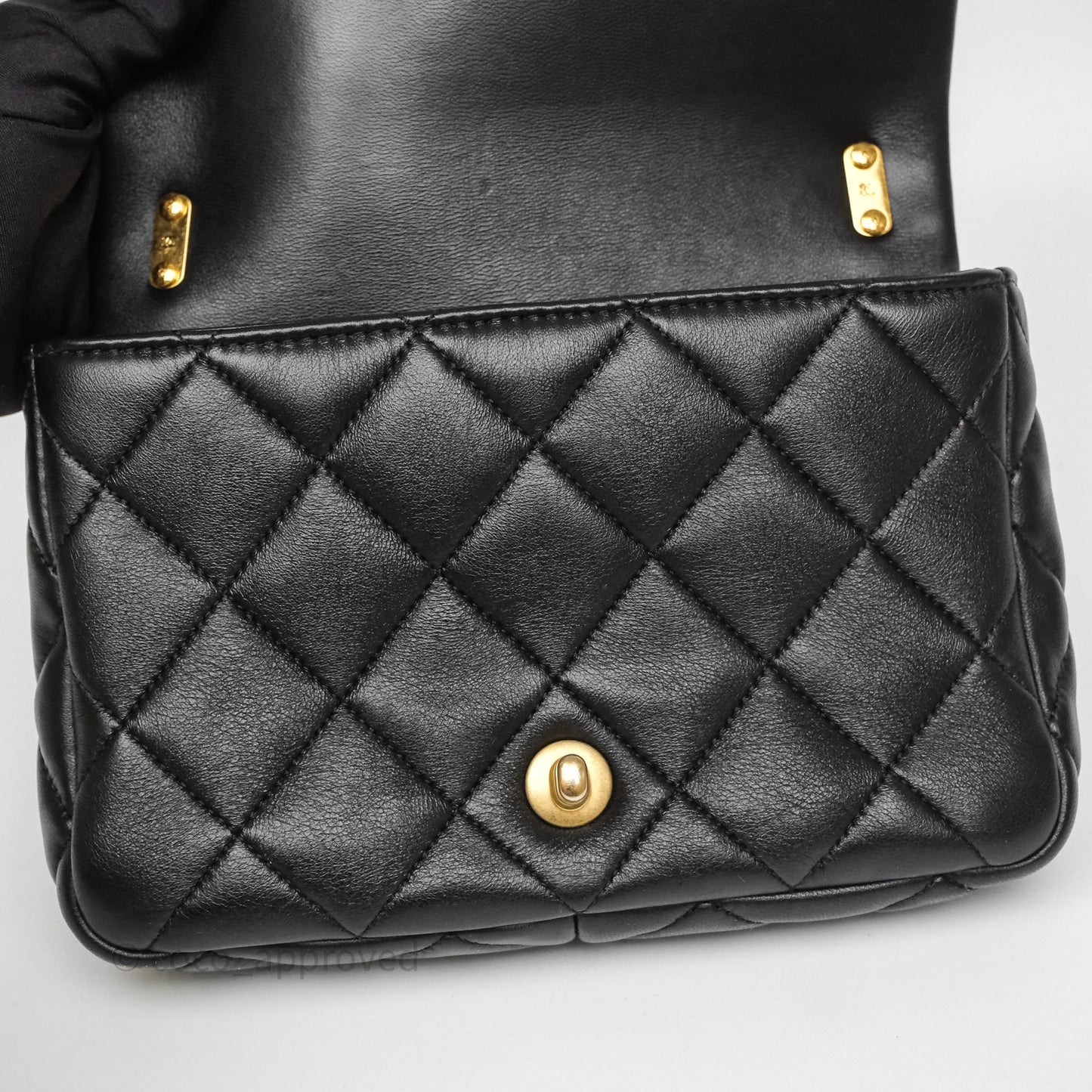 Chanel Small CC Funky Town Flap Quilted Black Lambskin Aged Gold Hardware