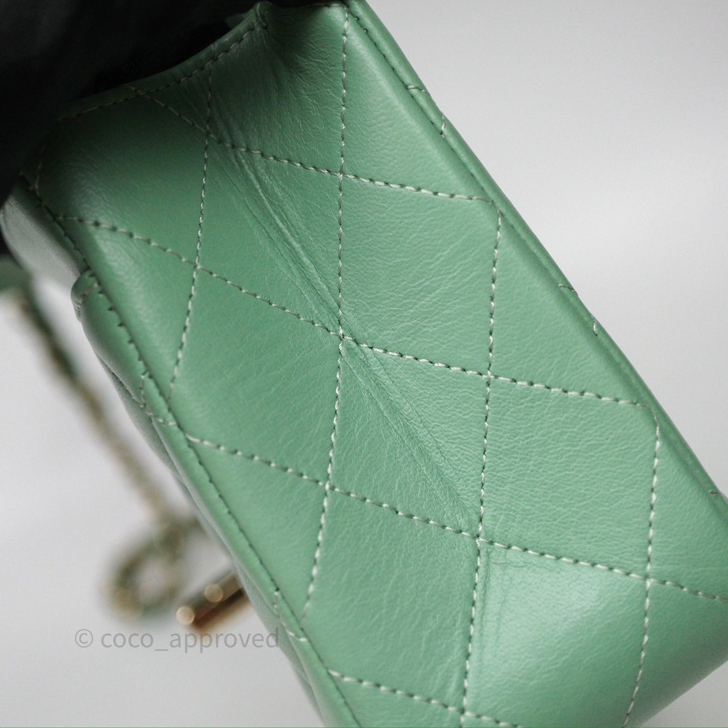 Chanel Small Classic Flap Quilted Mint Green Lambskin Gold Hardware