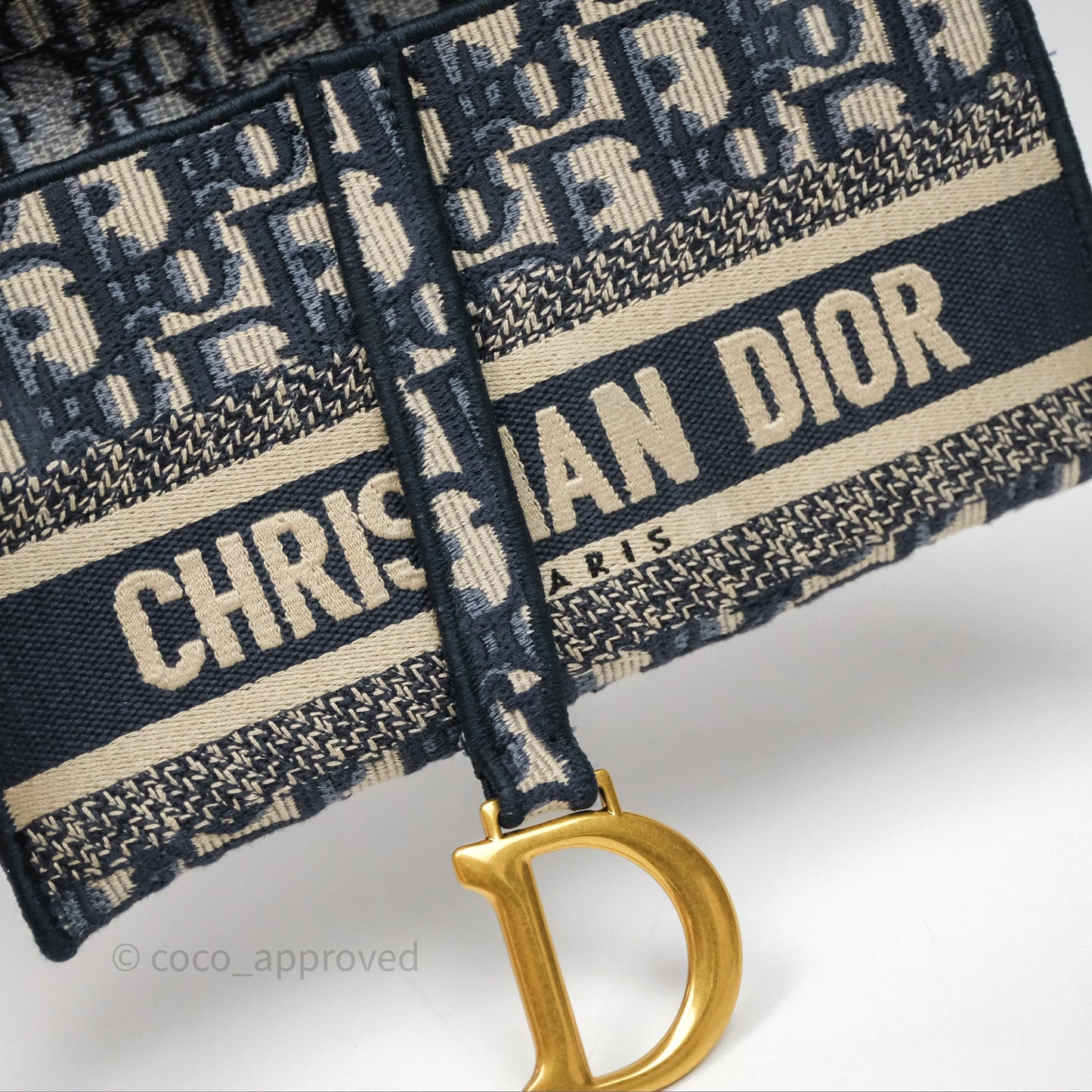 Christian Dior Navy Oblique Slim Saddle Pouch