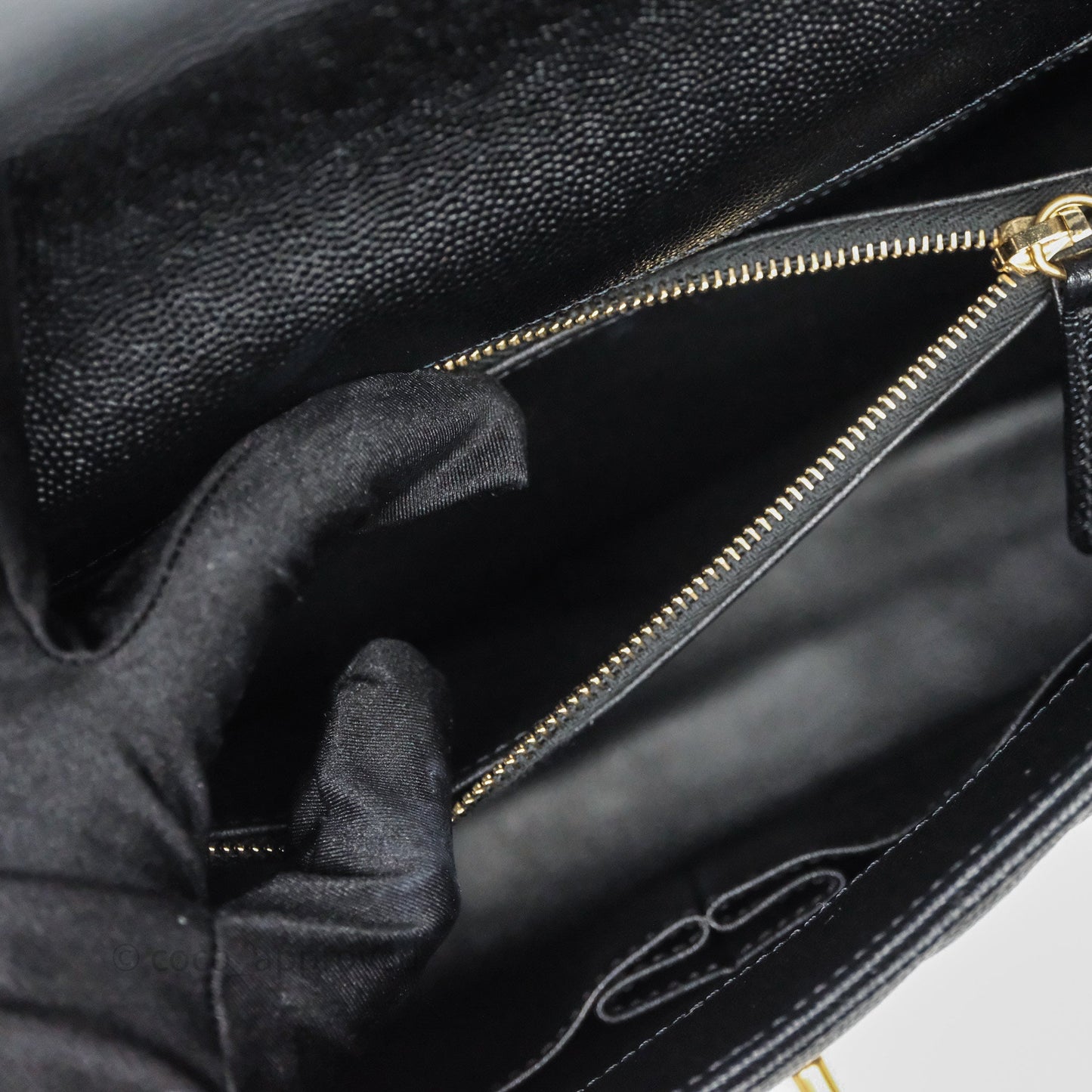 Chanel Medium Quilted Coco Handle Chevron Black Caviar Aged Gold Hardware Lizard Handle