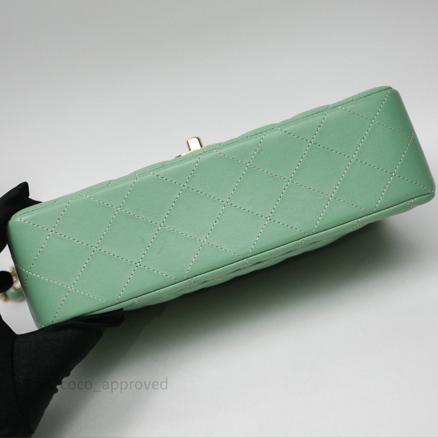 Chanel Small Classic Flap Quilted Mint Green Lambskin Gold Hardware