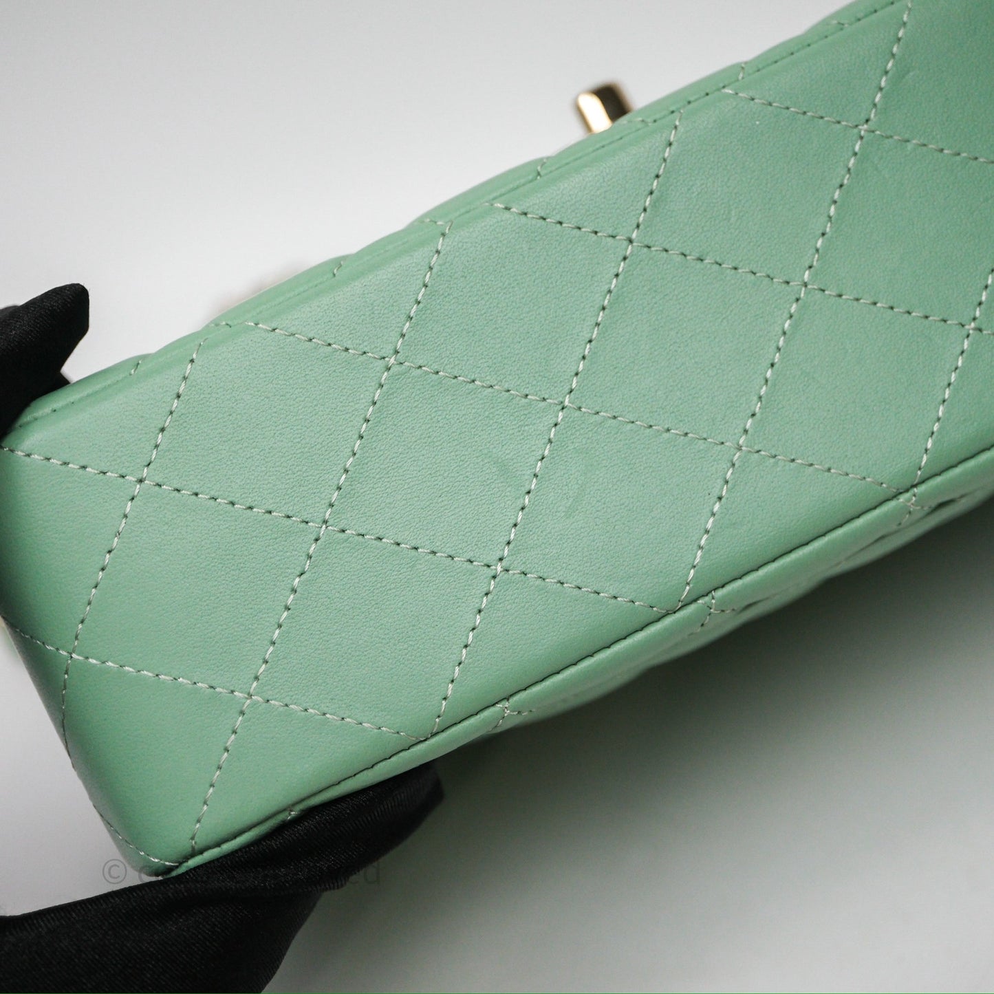 Chanel Small Classic Flap Quilted Mint Green Lambskin Gold Hardware