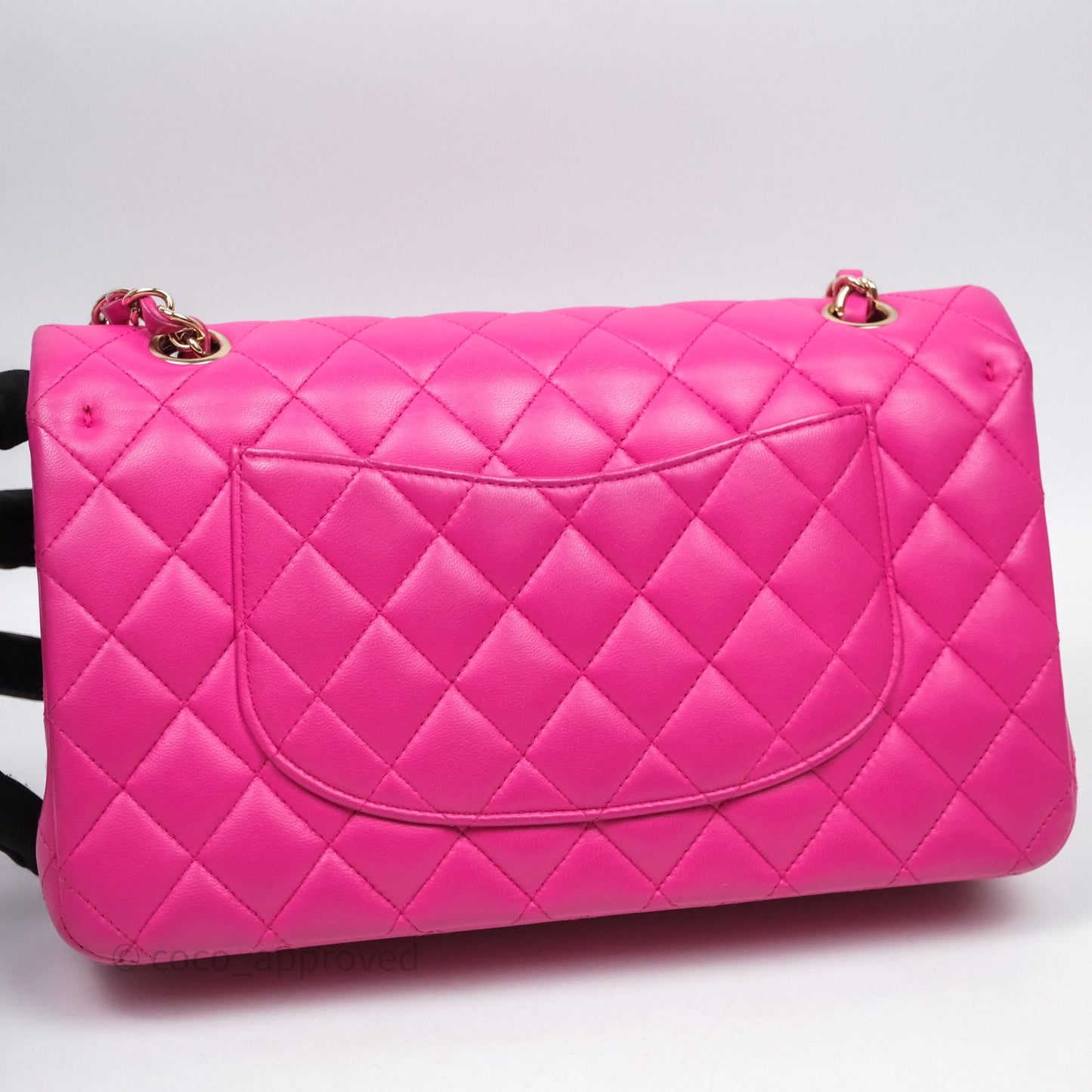 Chanel Classic M/L Medium Flap Quilted Hot Pink Lambskin Gold Hardware