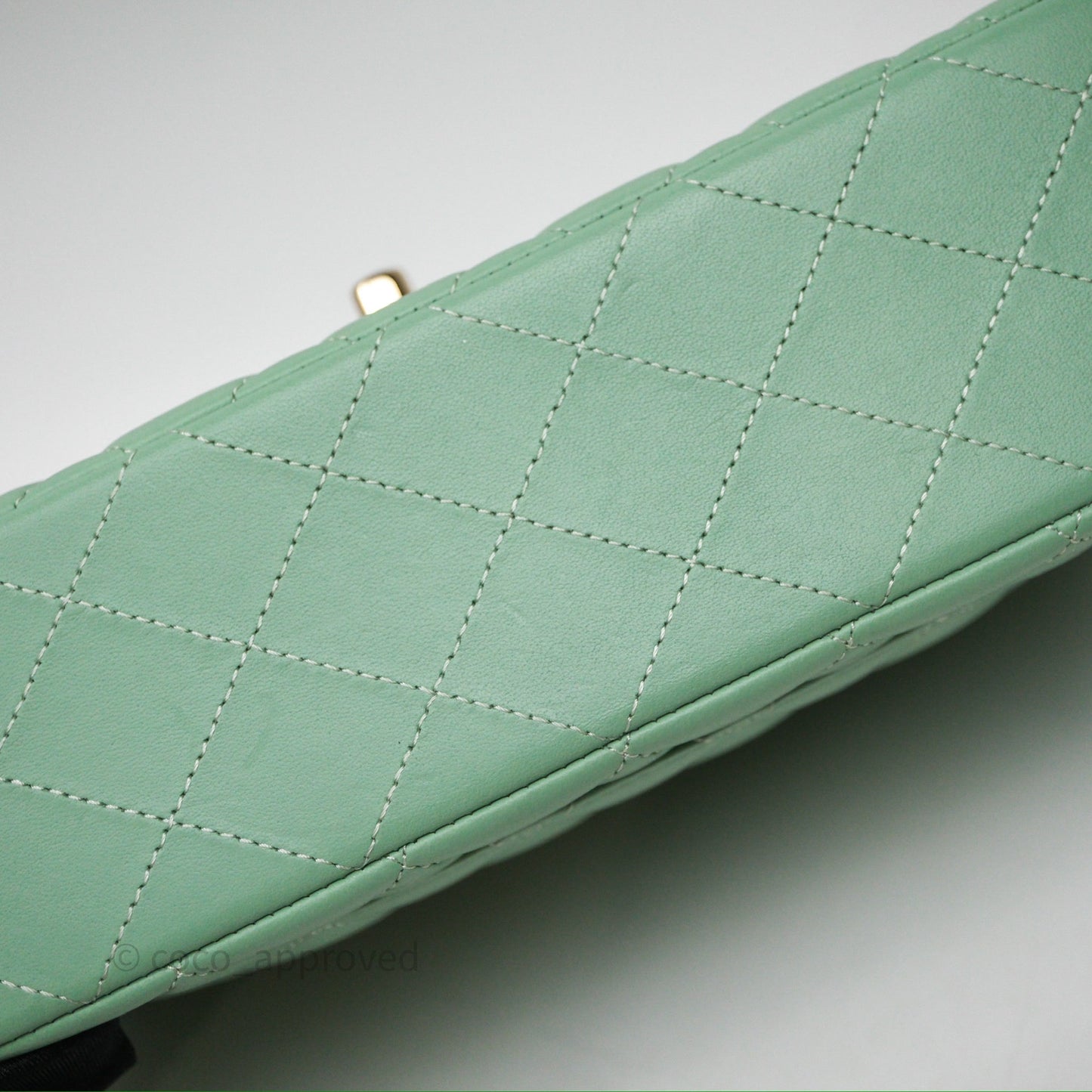 Chanel Small Classic Flap Quilted Mint Green Lambskin Gold Hardware