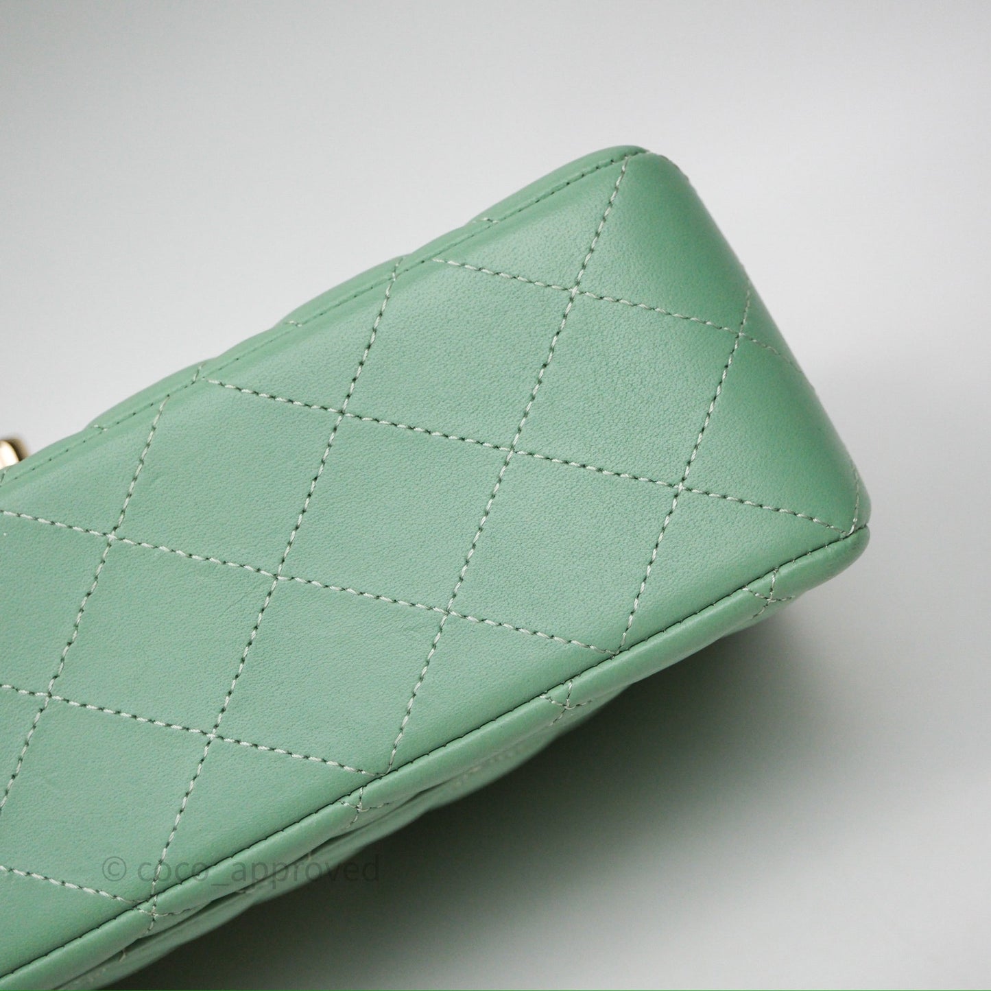 Chanel Small Classic Flap Quilted Mint Green Lambskin Gold Hardware