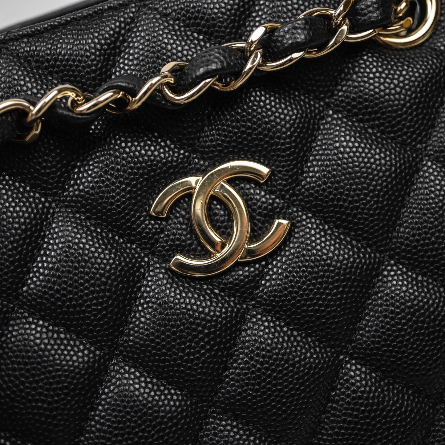 Chanel Mini Bucket Tote Black Caviar Gold Hardware 22S