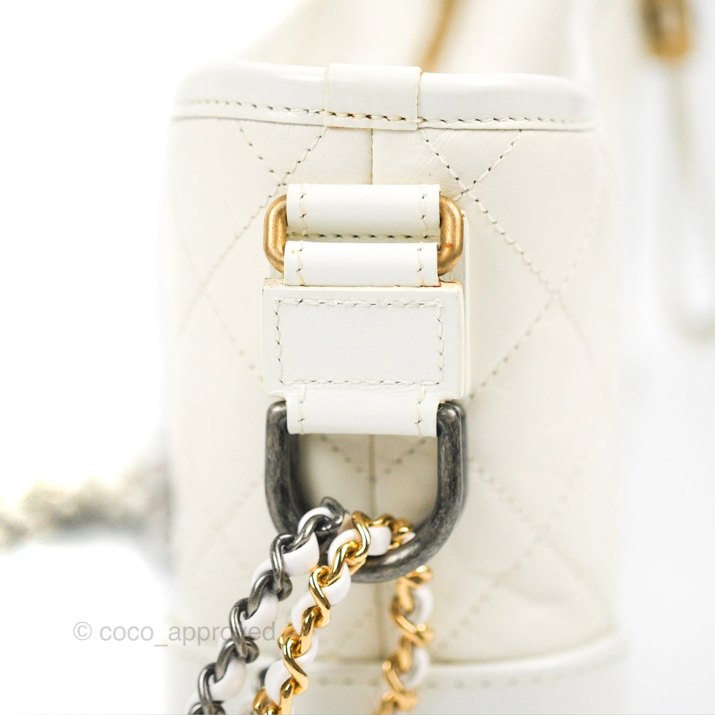 Chanel Quilted Small Gabrielle Hobo White Aged Calfskin Mixed Hardware