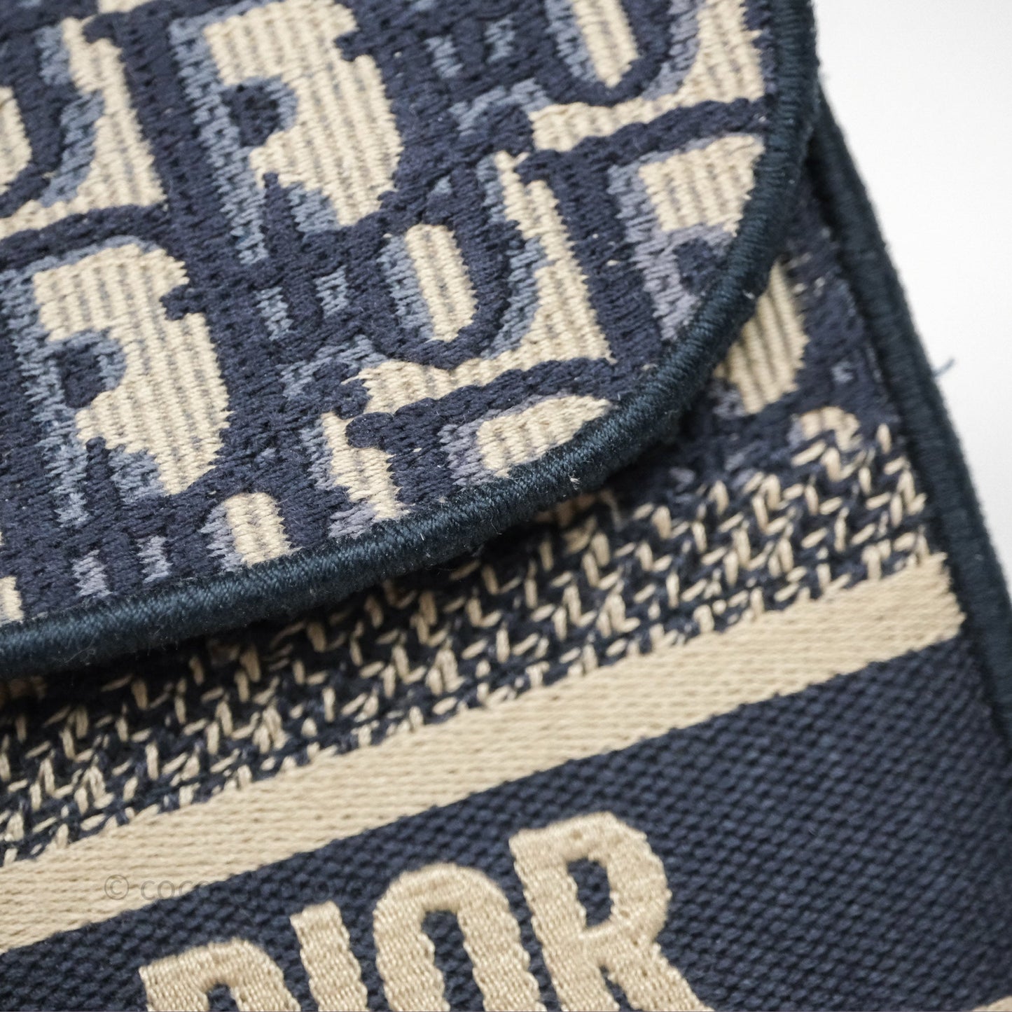 Christian Dior Navy Oblique Slim Saddle Pouch