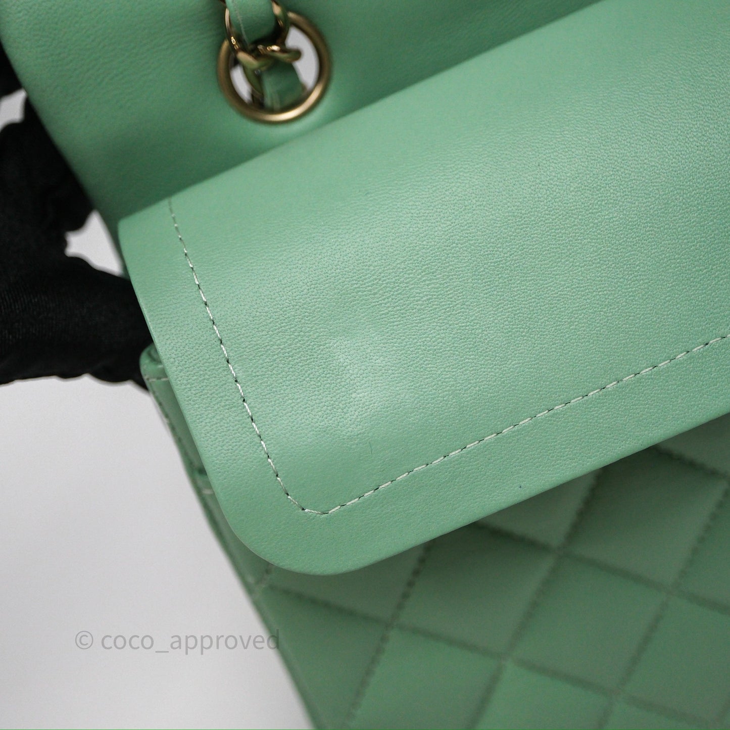 Chanel Small Classic Flap Quilted Mint Green Lambskin Gold Hardware