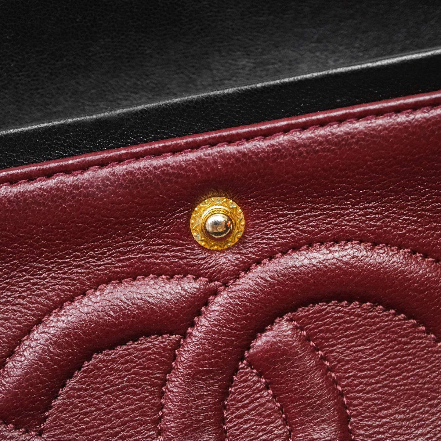 Chanel Vintage M/L Lambskin Medium Double Flap Bag Black 24K Gold Hardware