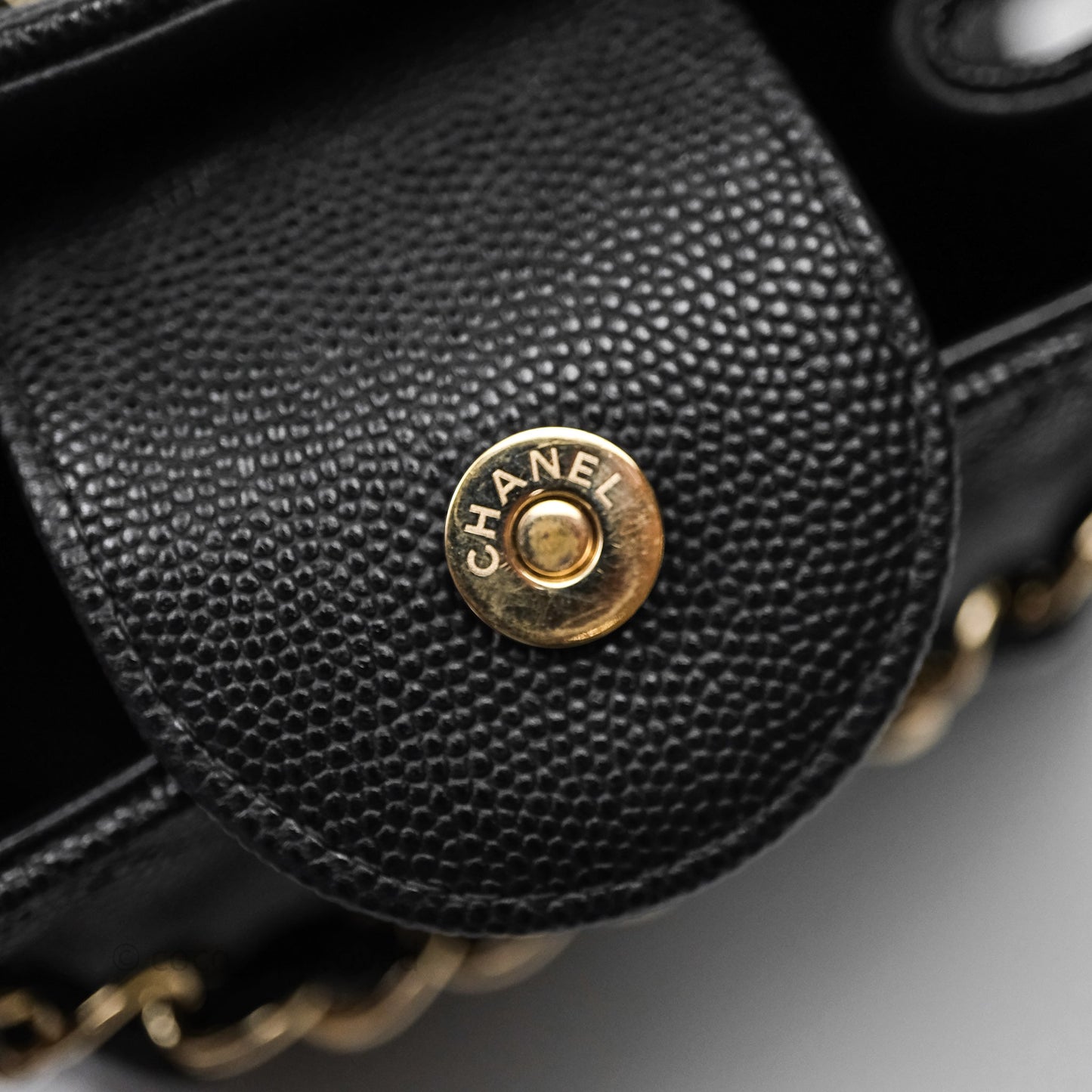 Chanel Mini Bucket Tote Black Caviar Gold Hardware 22S