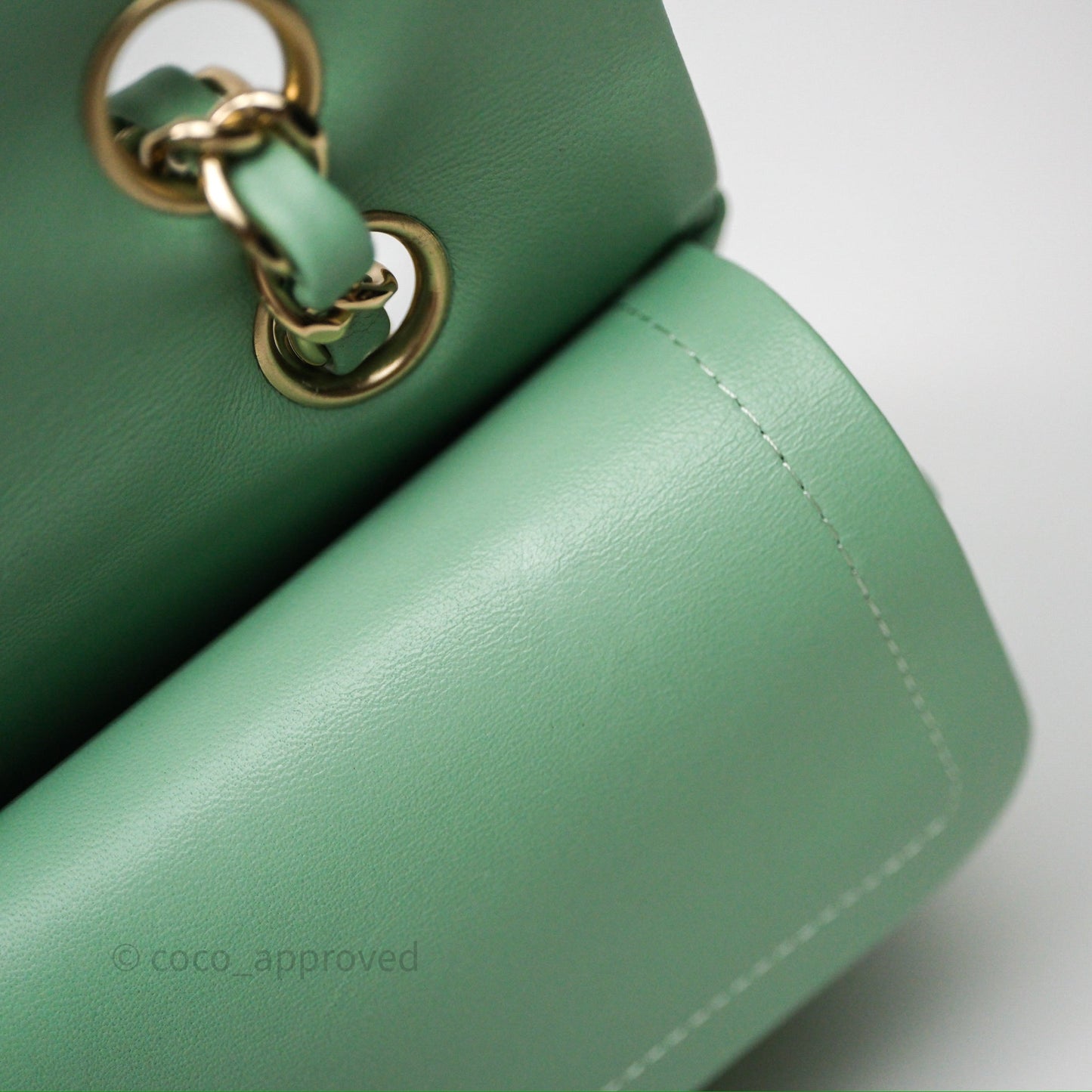 Chanel Small Classic Flap Quilted Mint Green Lambskin Gold Hardware