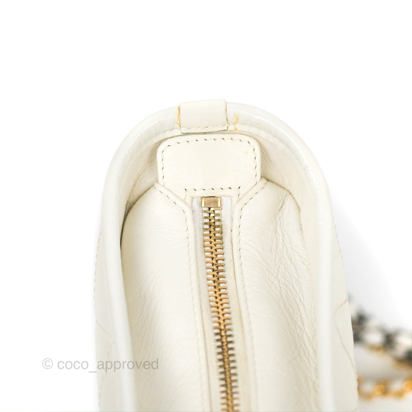 Chanel Quilted Small Gabrielle Hobo White Aged Calfskin Mixed Hardware