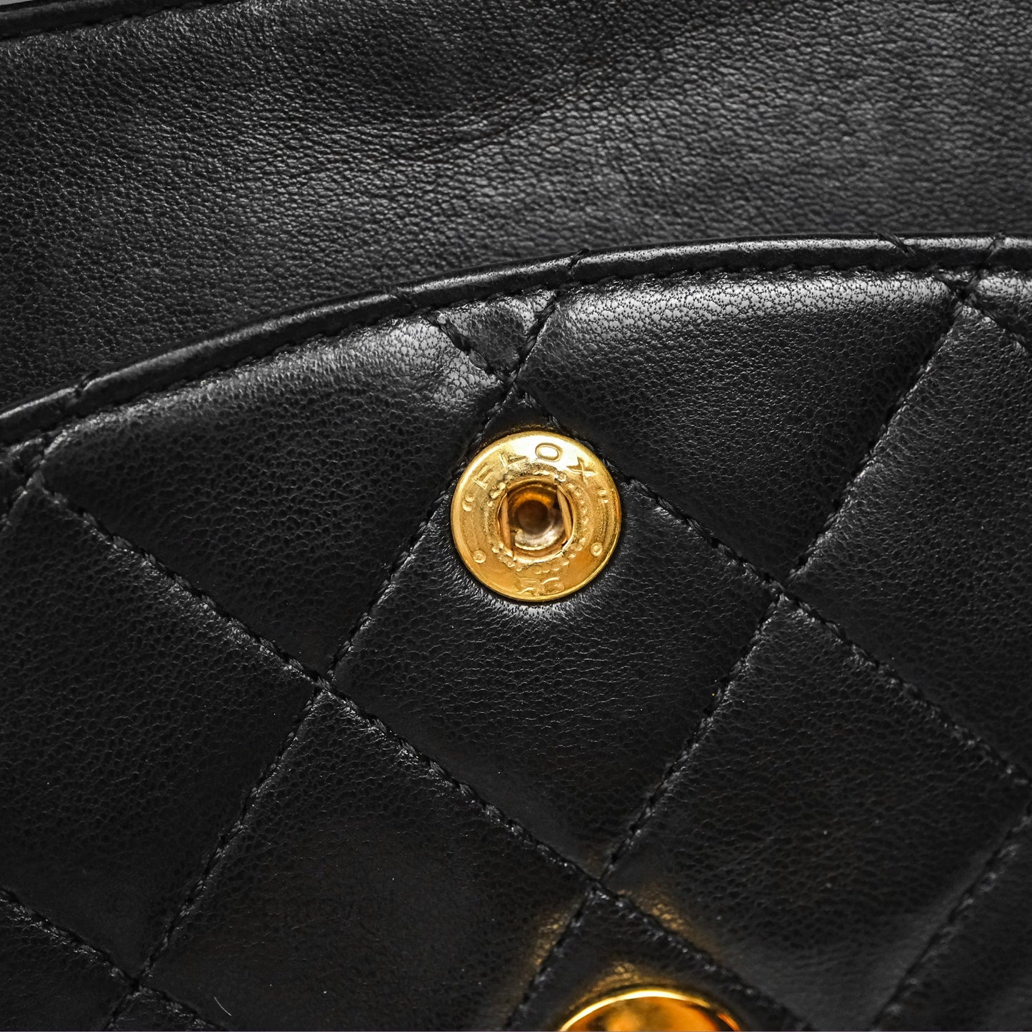 Chanel Vintage M/L Lambskin Medium Double Flap Bag Black 24K Gold Hardware