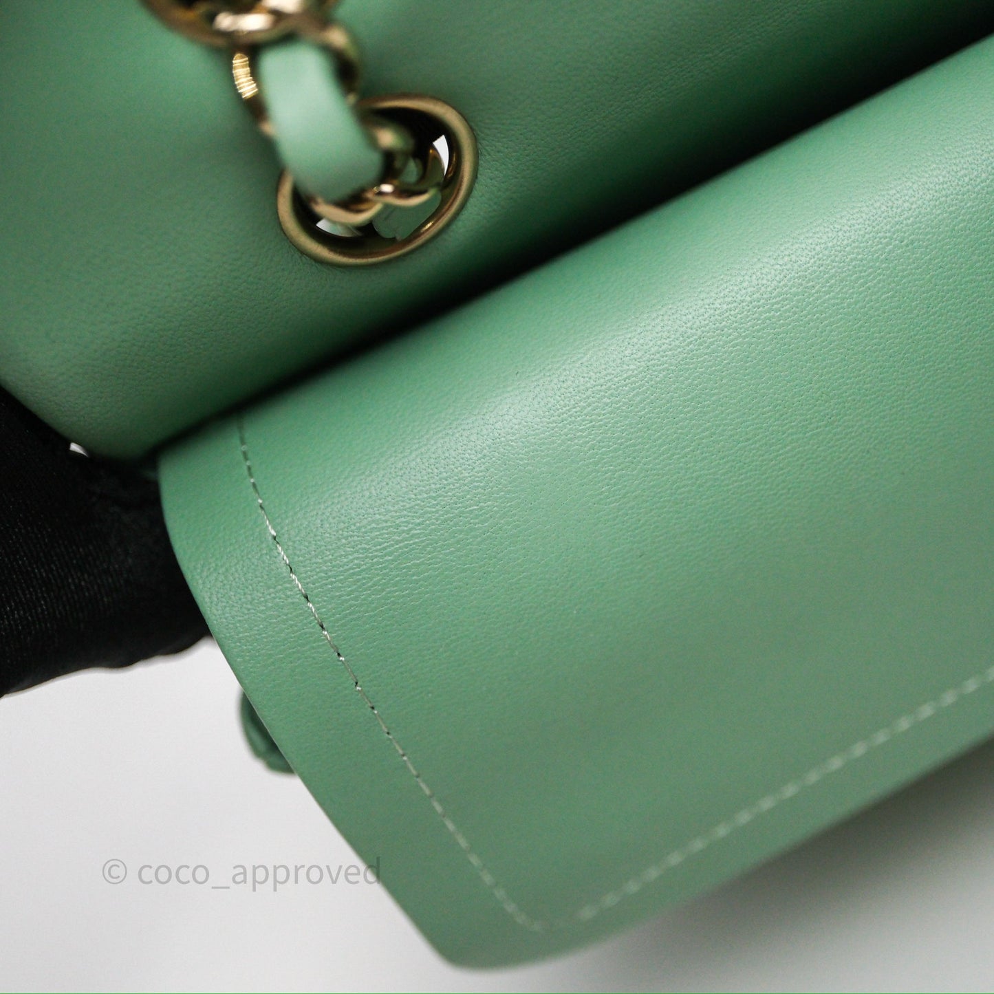 Chanel Small Classic Flap Quilted Mint Green Lambskin Gold Hardware
