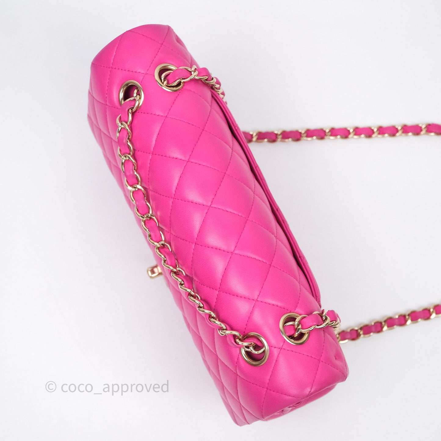 Chanel Classic M/L Medium Flap Quilted Hot Pink Lambskin Gold Hardware