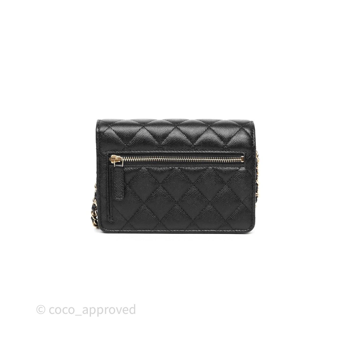 Chanel Quilted Mini Wallet on Chain WOC Black Caviar Gold Hardware