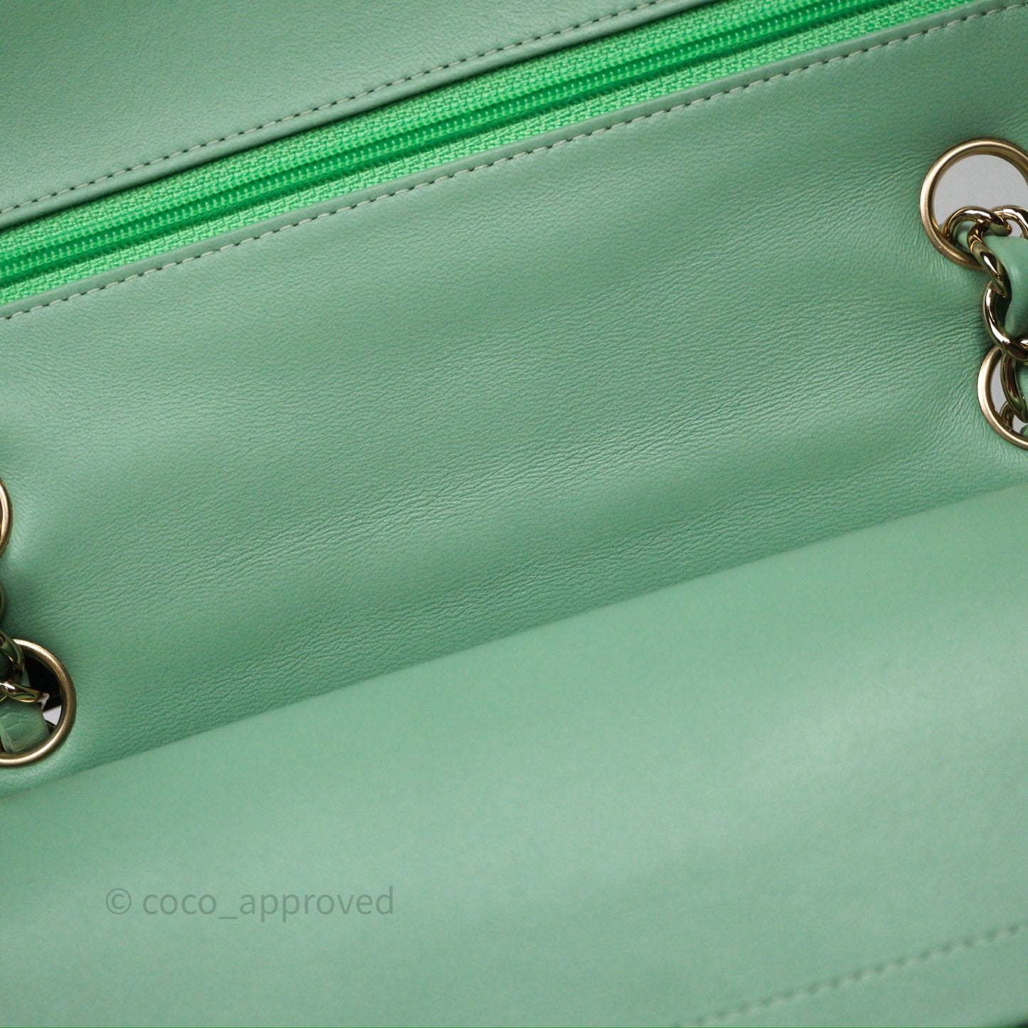 Chanel Small Classic Flap Quilted Mint Green Lambskin Gold Hardware