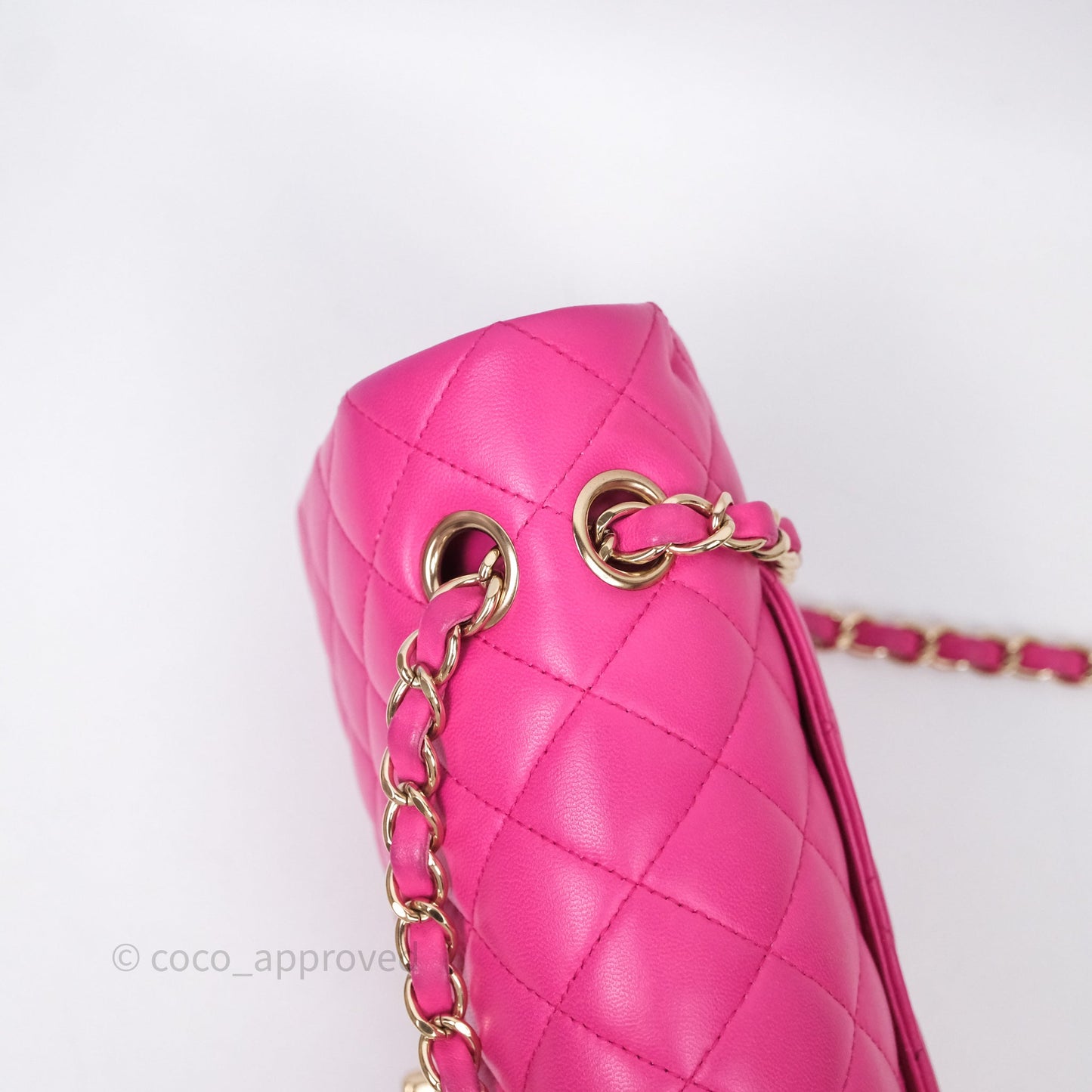 Chanel Classic M/L Medium Flap Quilted Hot Pink Lambskin Gold Hardware