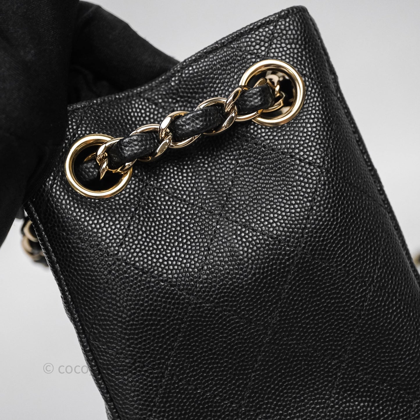 Chanel Mini Bucket Tote Black Caviar Gold Hardware 22S
