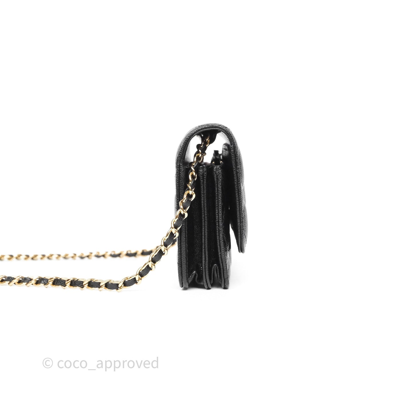 Chanel Quilted Mini Wallet on Chain WOC Black Caviar Gold Hardware
