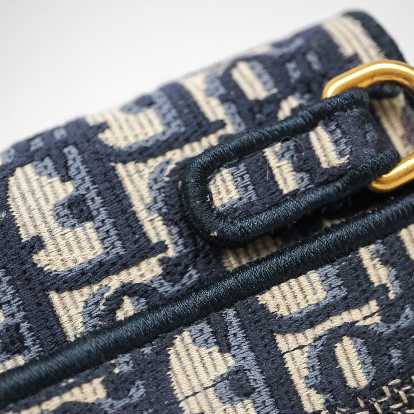 Christian Dior Navy Oblique Slim Saddle Pouch