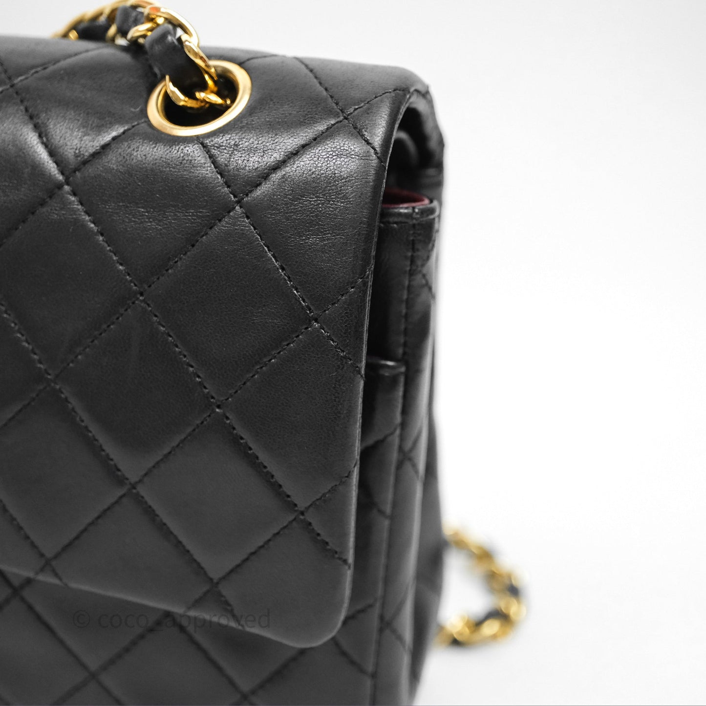 Chanel Vintage M/L Lambskin Medium Double Flap Bag Black 24K Gold Hardware