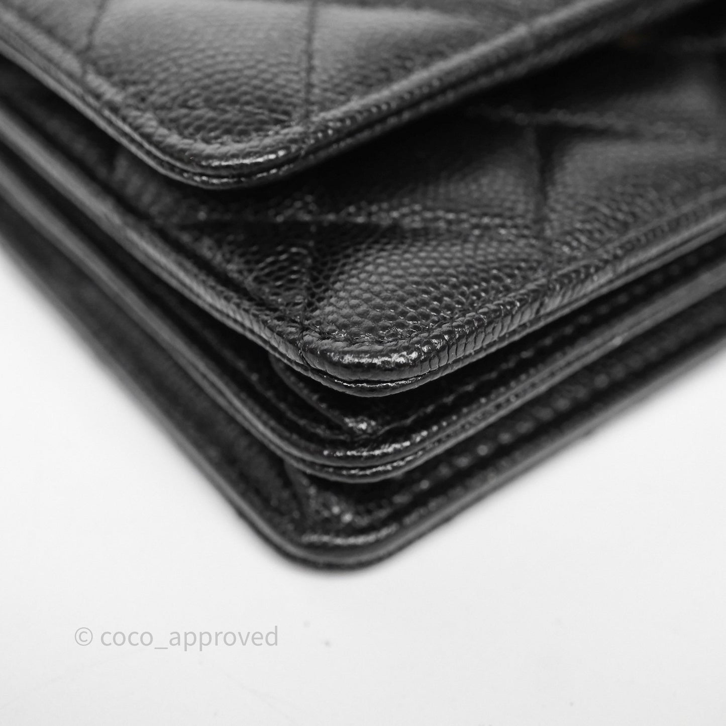 Chanel Quilted Mini Wallet on Chain WOC Black Caviar Gold Hardware