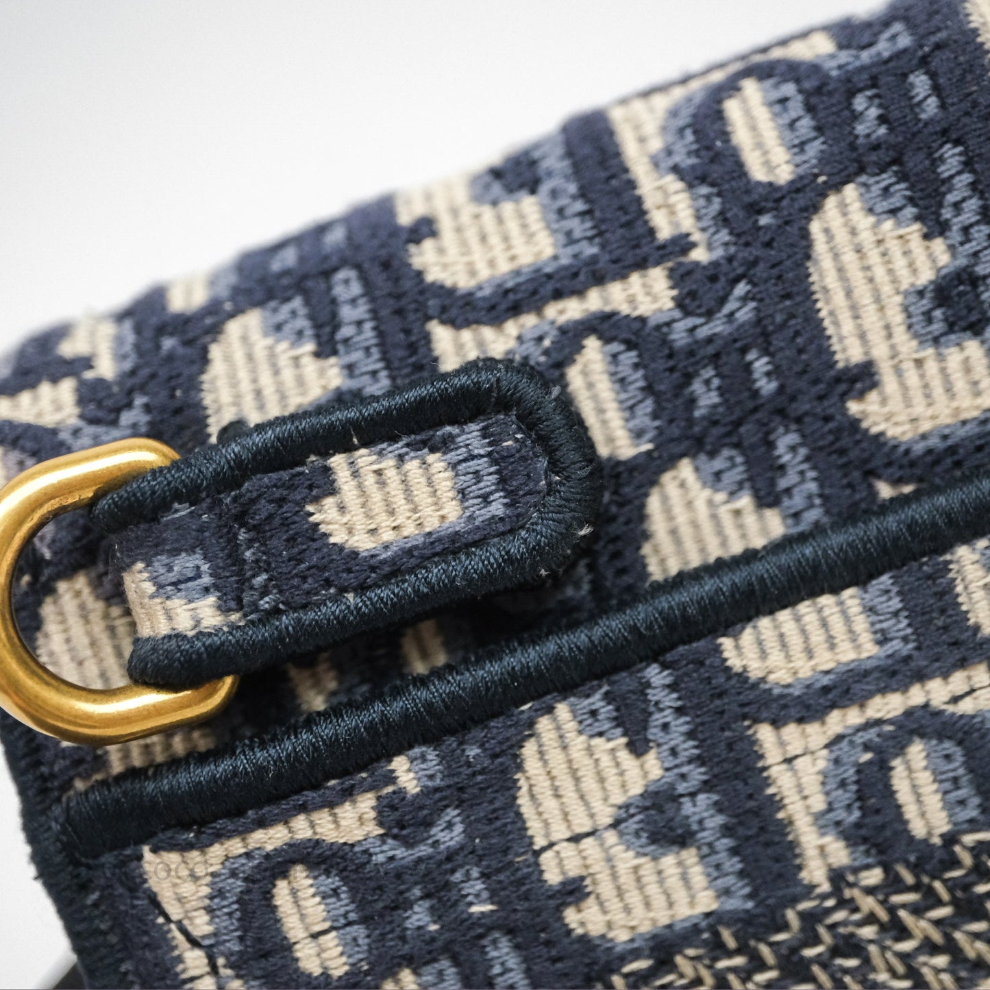 Christian Dior Navy Oblique Slim Saddle Pouch