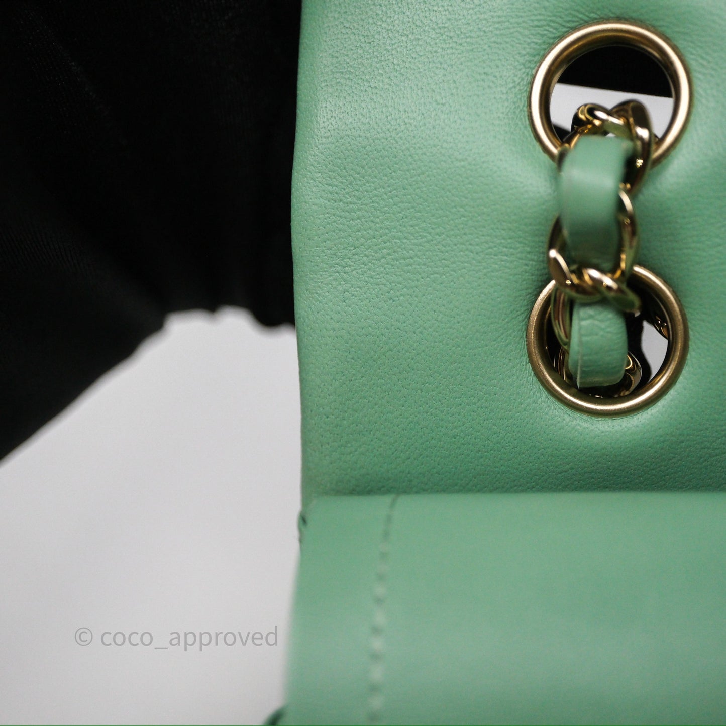 Chanel Small Classic Flap Quilted Mint Green Lambskin Gold Hardware