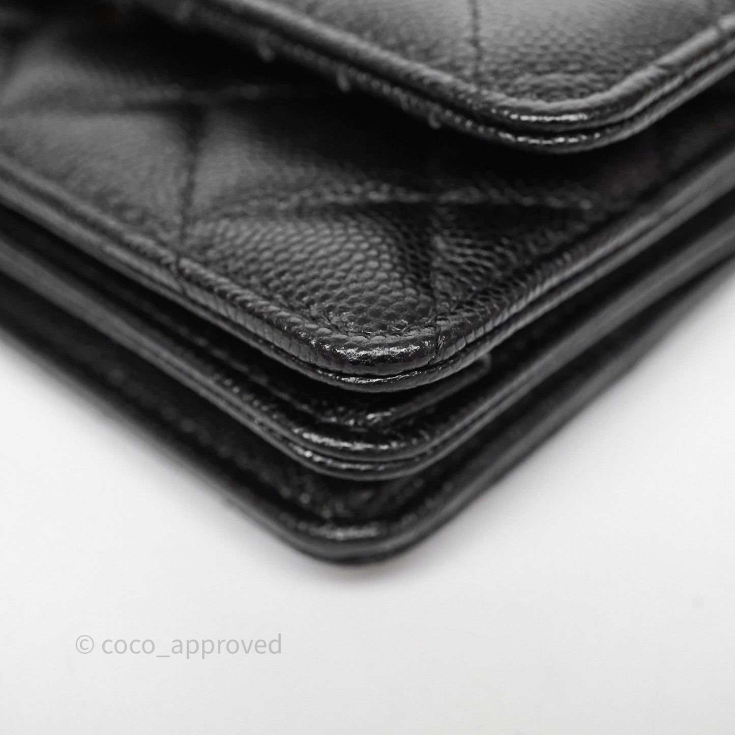 Chanel Quilted Mini Wallet on Chain WOC Black Caviar Gold Hardware
