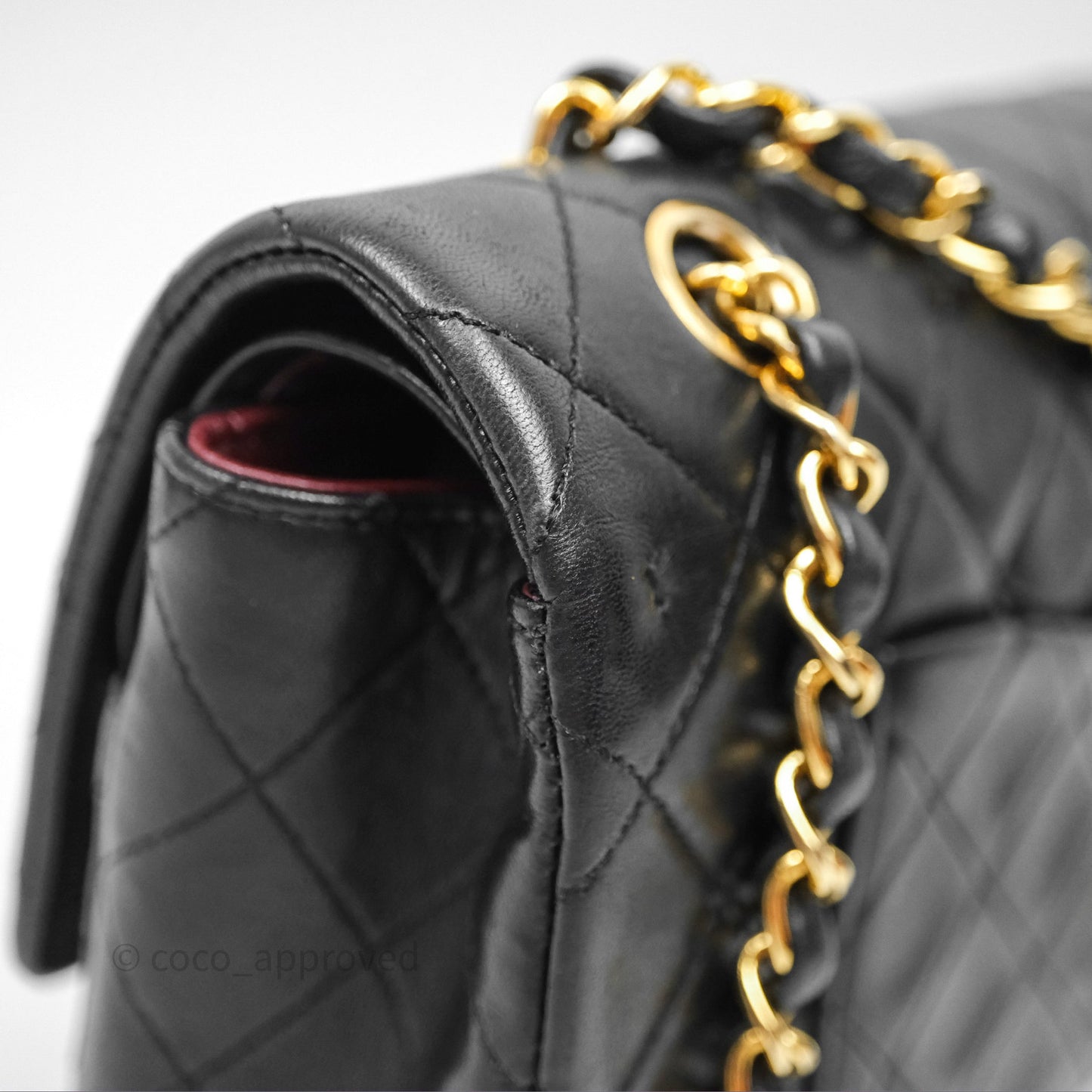 Chanel Vintage M/L Lambskin Medium Double Flap Bag Black 24K Gold Hardware