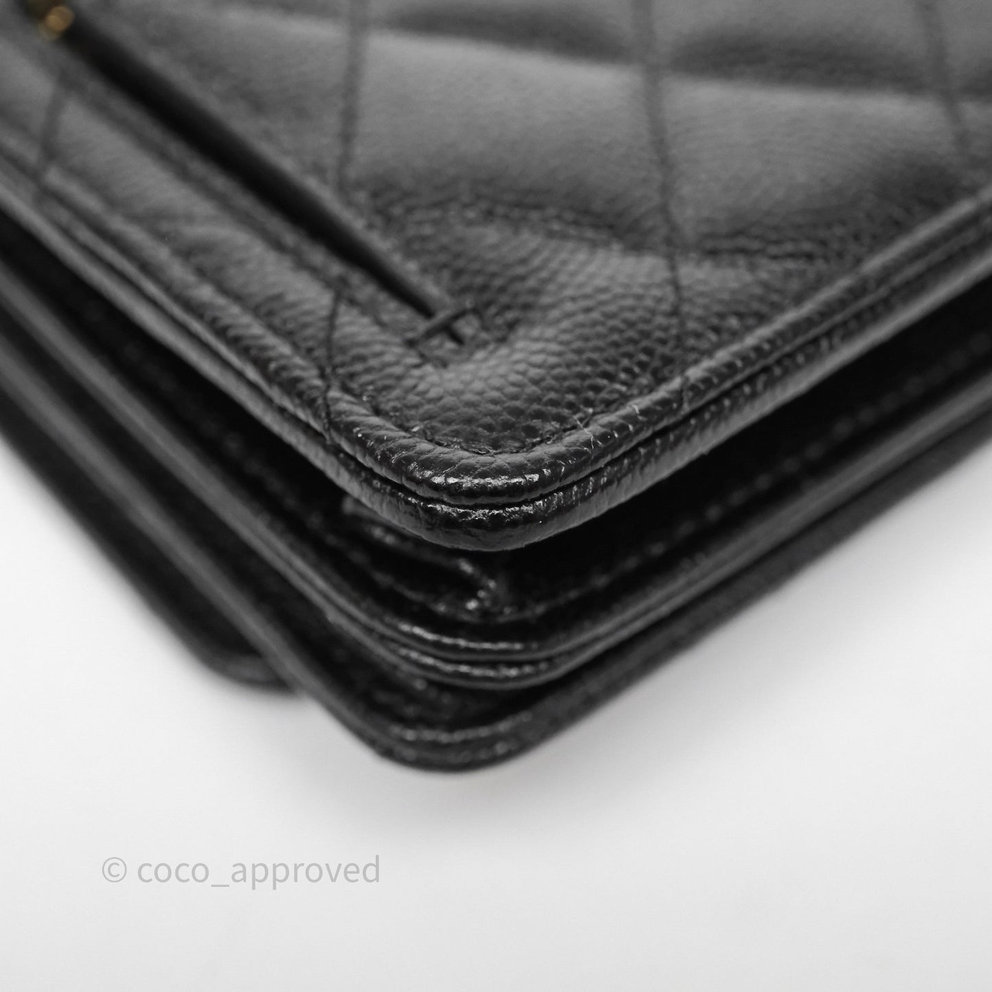 Chanel Quilted Mini Wallet on Chain WOC Black Caviar Gold Hardware