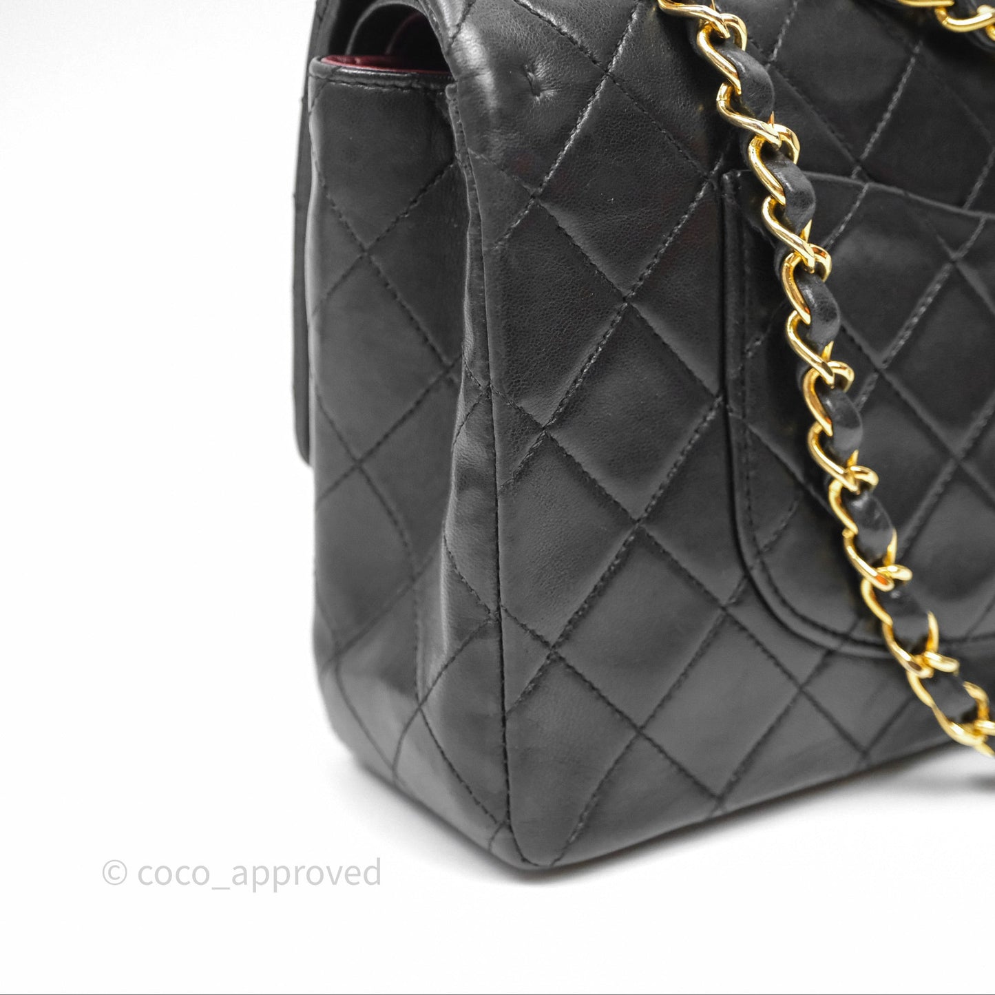 Chanel Vintage M/L Lambskin Medium Double Flap Bag Black 24K Gold Hardware