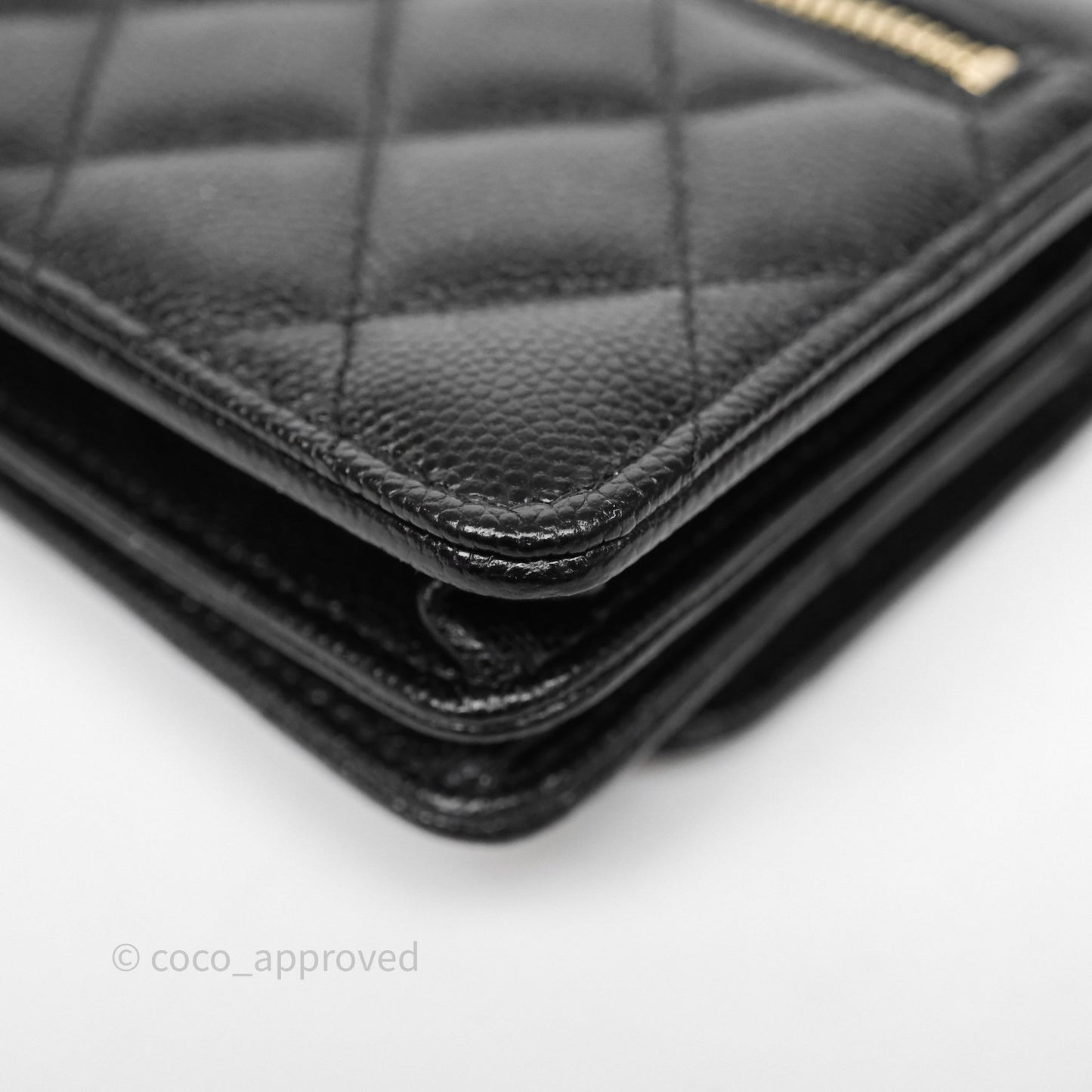 Chanel Quilted Mini Wallet on Chain WOC Black Caviar Gold Hardware